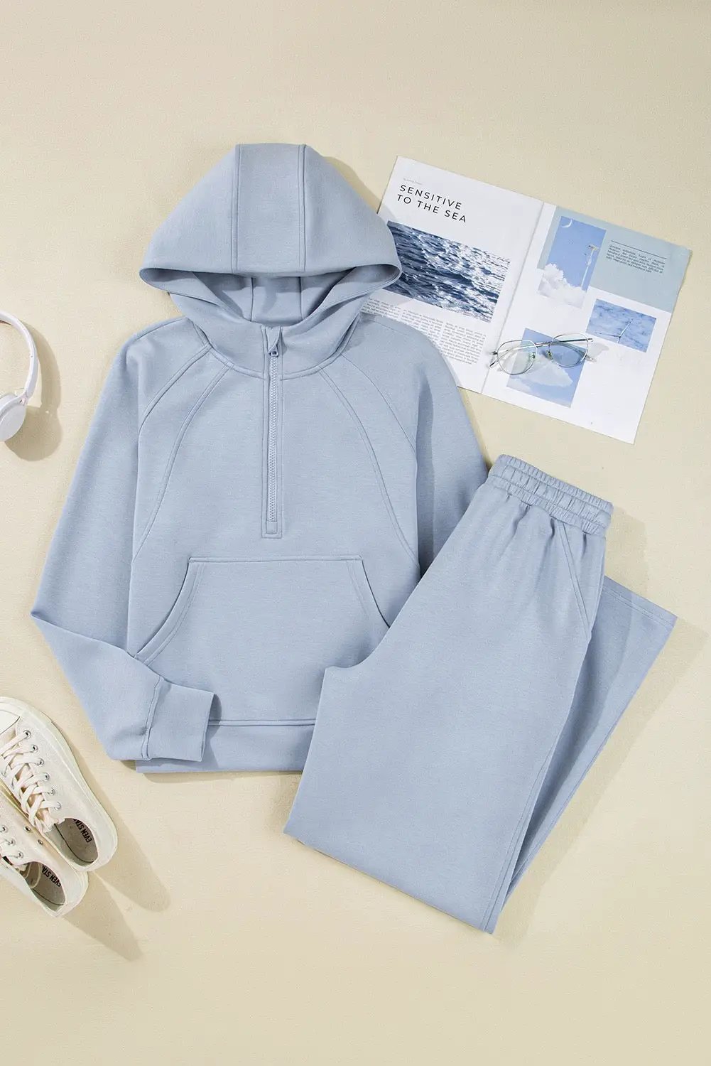 Grateful Threads Boutique Modal Luxe Half Zip Hoodie & Pants Set - Outfit Sets