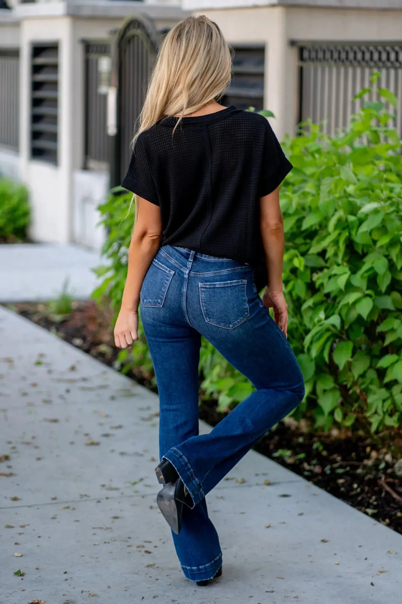VERVET by FLYING MONKEY VERVET High Rise Trouser Hem Bootcut Jeans - Jeans