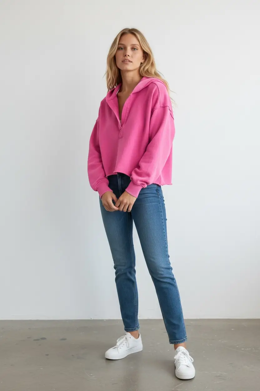 Suhkasana V-Notch Cropped Hoodie - Hoodies