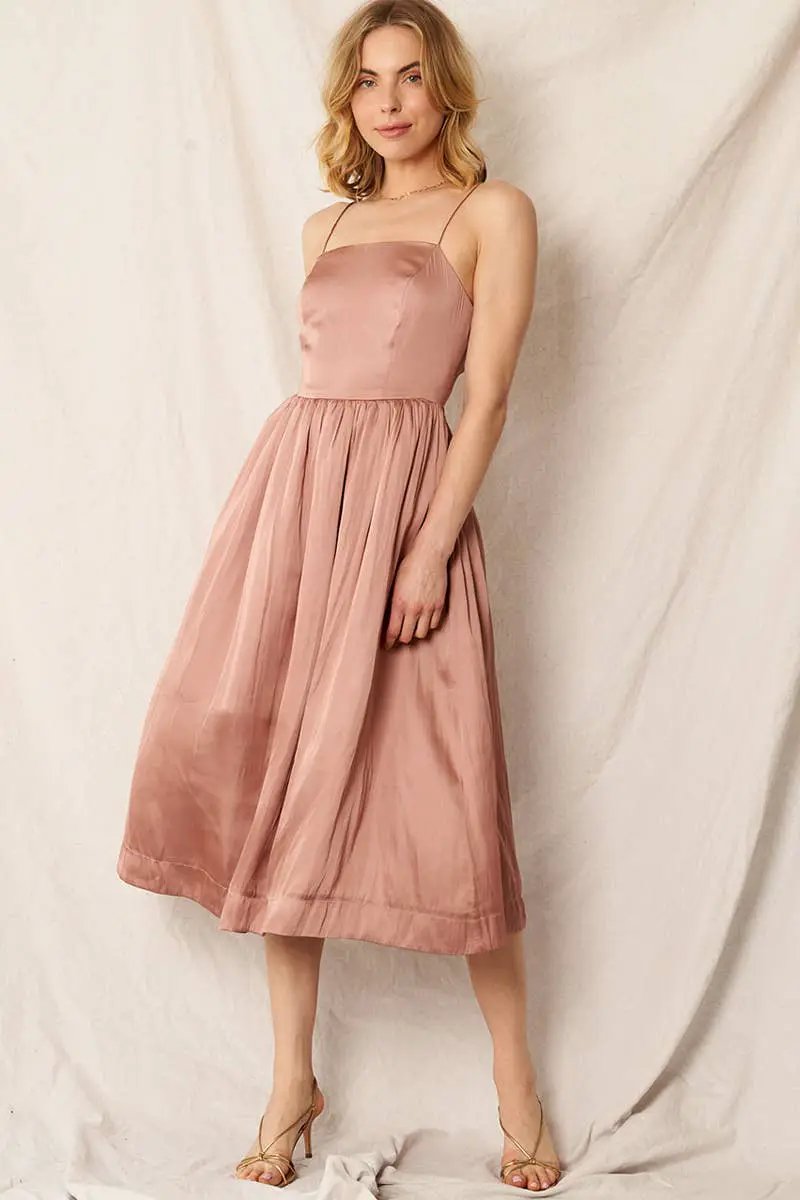 En Crème En Crème Blush Beige Sleeveless Cami Midi Dress - Dresses blush sleeveless cami midi dress