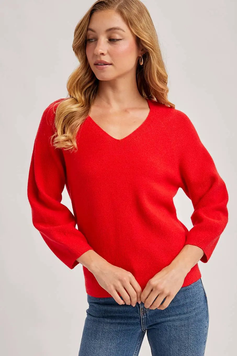 Bluivy The Scarlet Everyday Ease V-Neck Knit Sweater - Sweaters