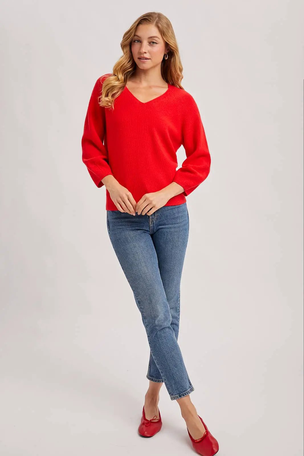 Bluivy The Scarlet Everyday Ease V-Neck Knit Sweater - Sweaters