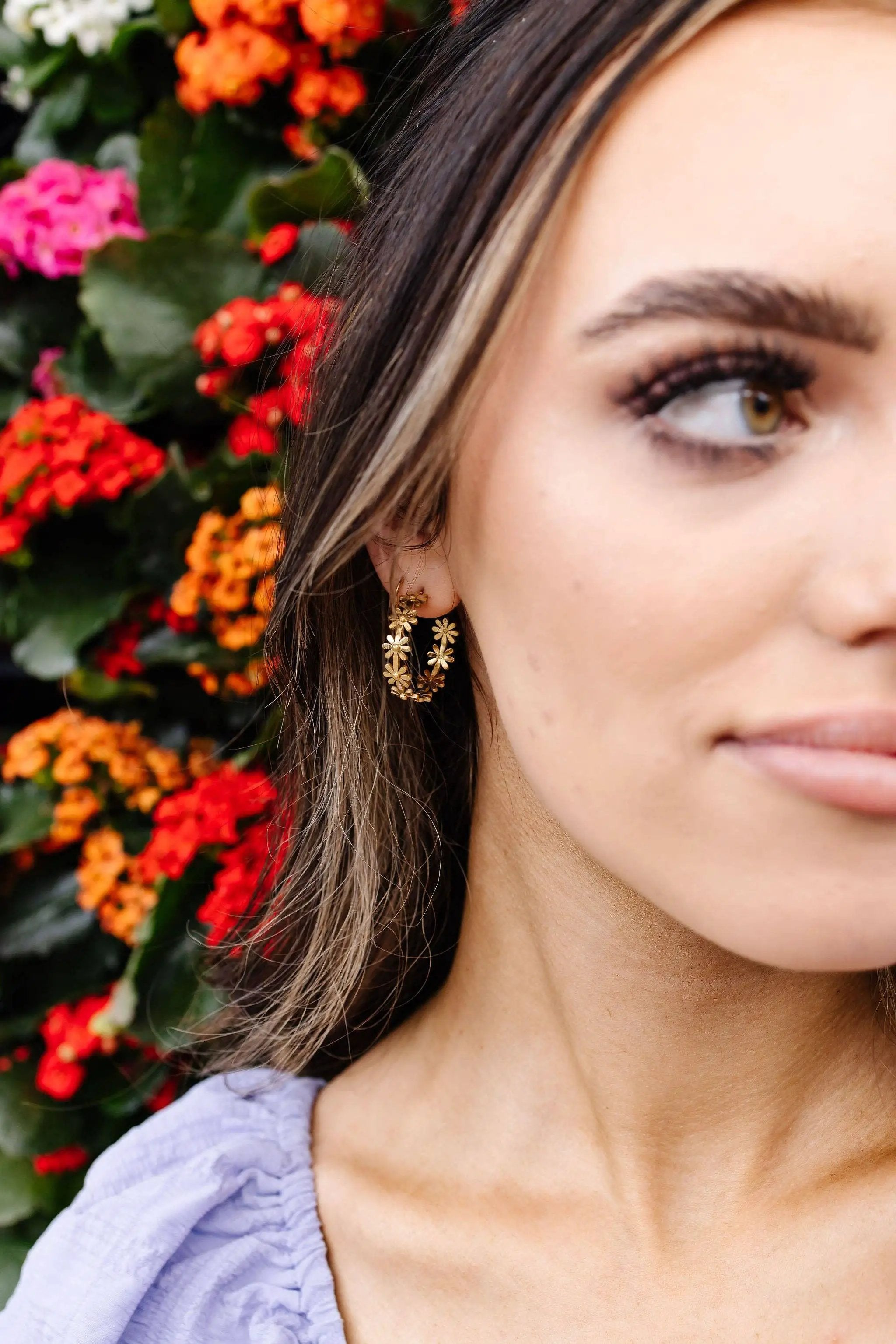 Shop ANDi Gold Daisy Hoops - Hypoallergenic - Earrings