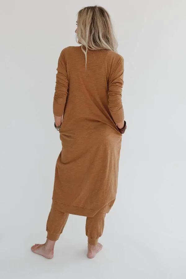 Three Bird Nest Three Bird Nest - Set to Go Textured Jumpsuit And Cardigan Set - Camel - Outfit Sets