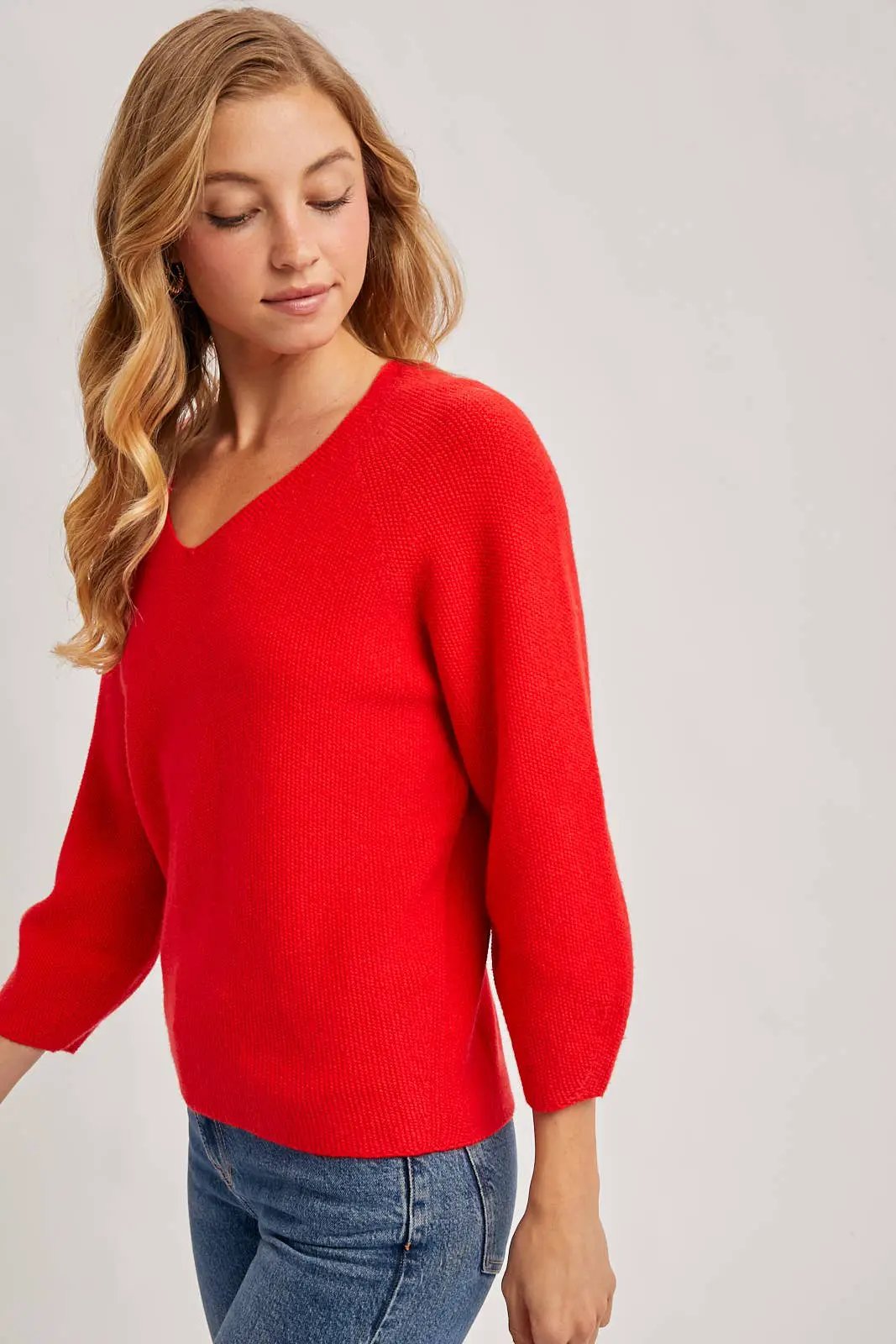 Bluivy The Scarlet Everyday Ease V-Neck Knit Sweater - Sweaters