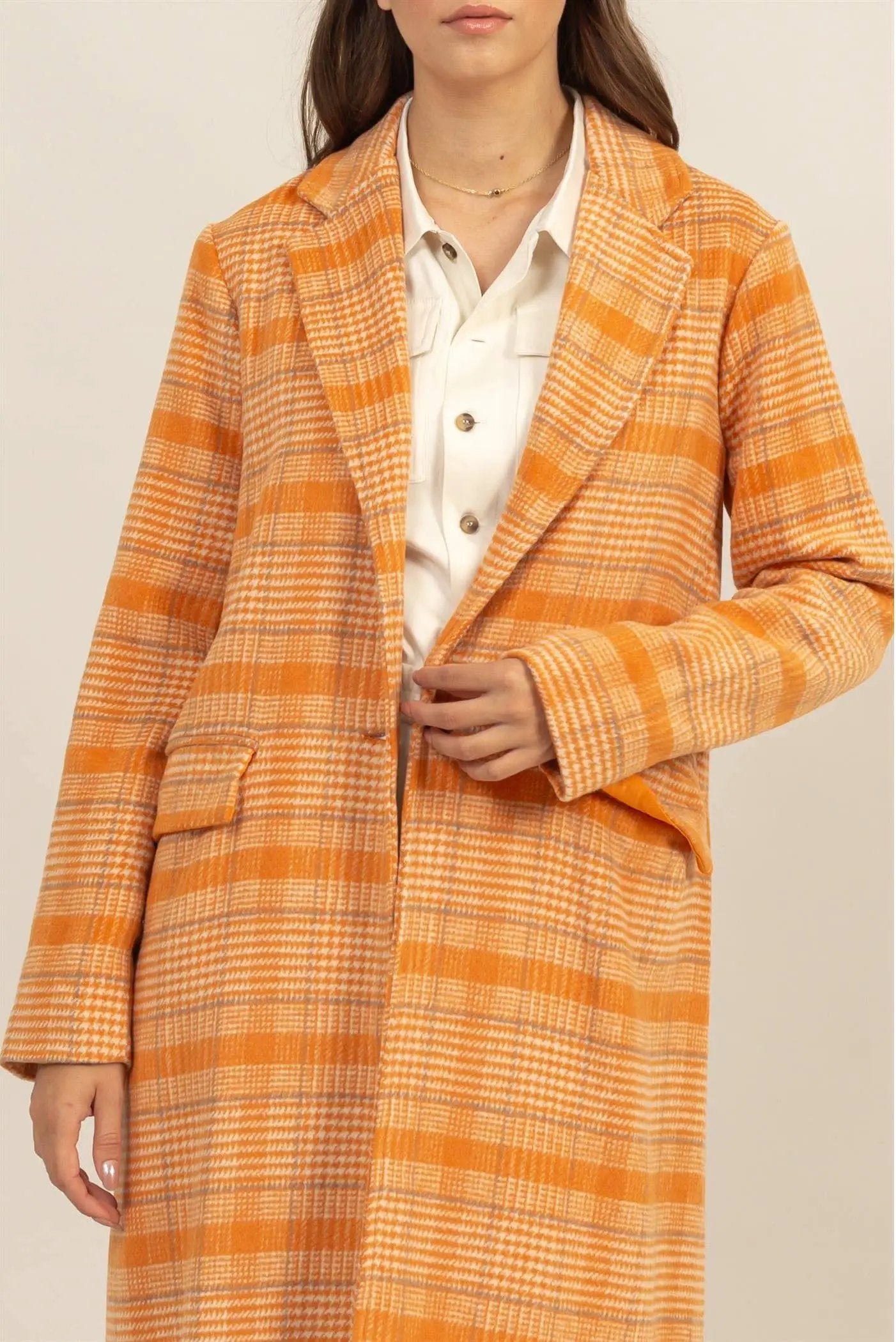 HYFVE HYFVE - Toasted Pumpkin Plaid Coat - Overcoats