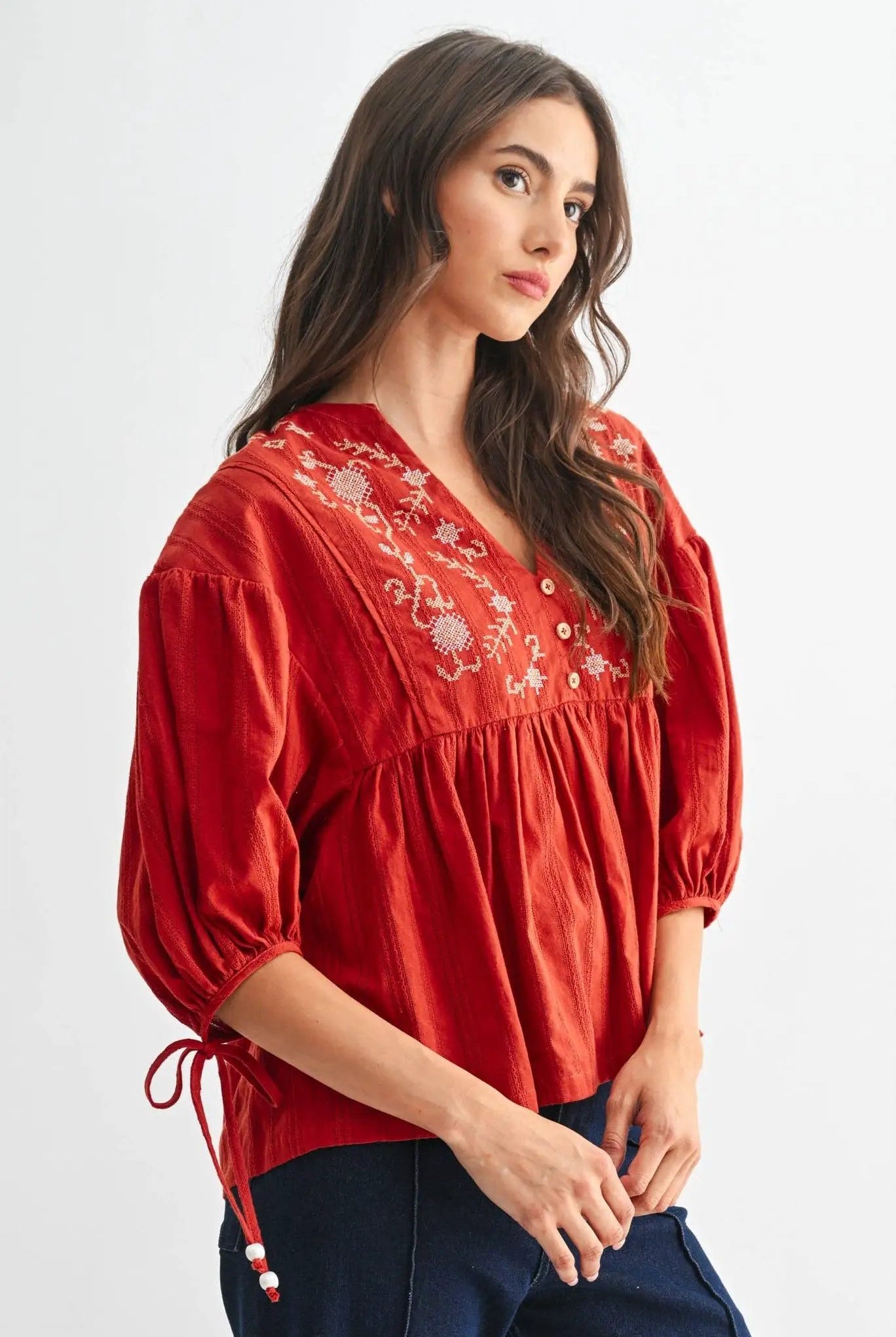 Camellia The Canyon Bloom Blouse: Rust - Blouses