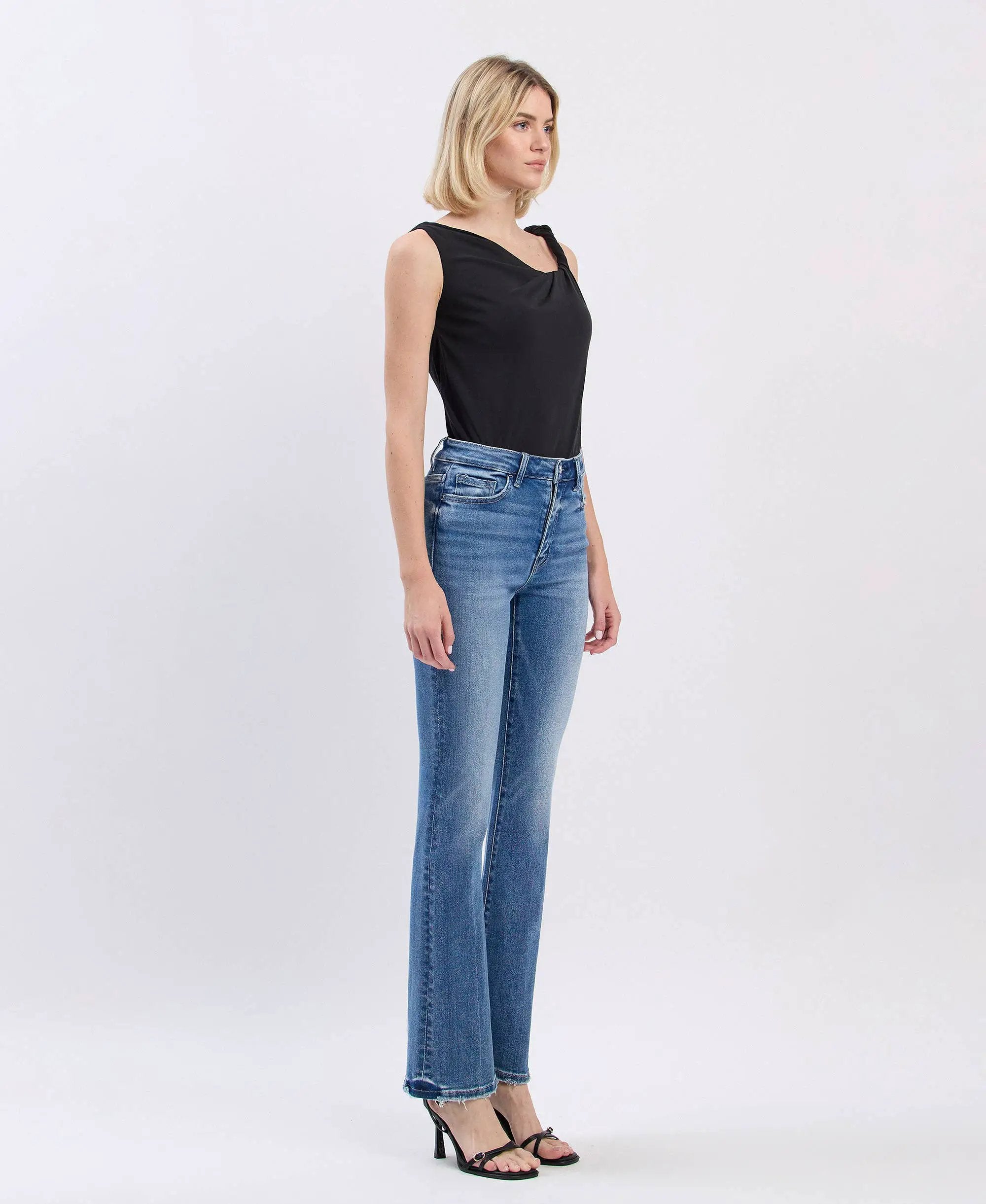 VERVET by FLYING MONKEY Vervet High Rise Full Length Bootcut Denim Jeans - Jeans