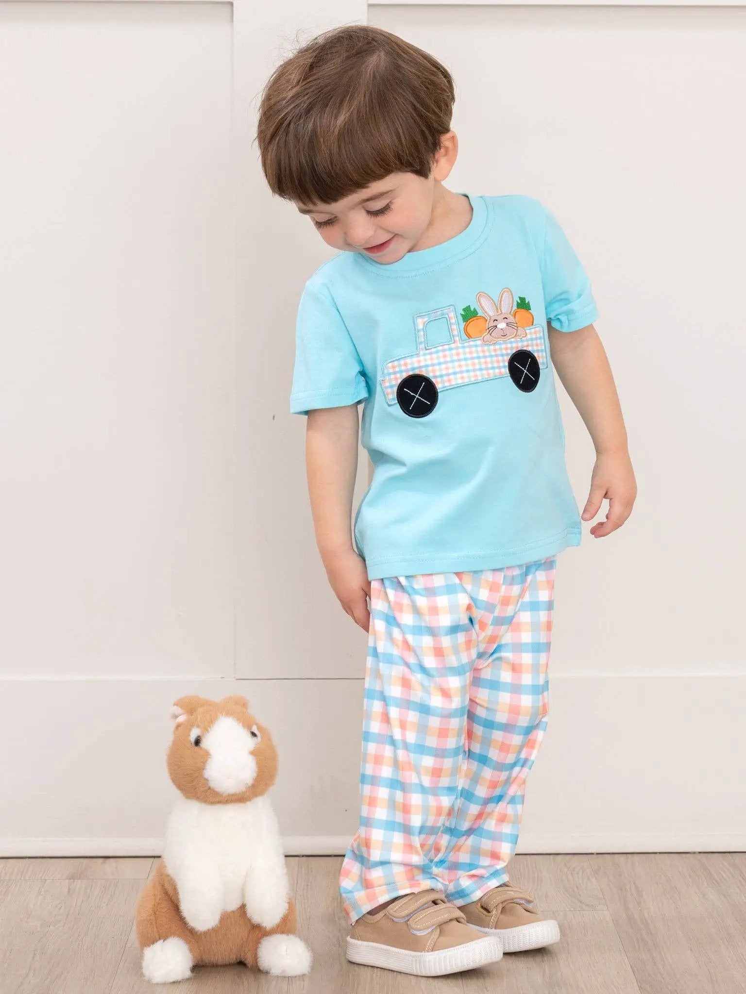 Marie Nicole Clothing The Bunny Carrot Delivery Embroidered Boy’s Play Set - Baby & Toddler Outfits