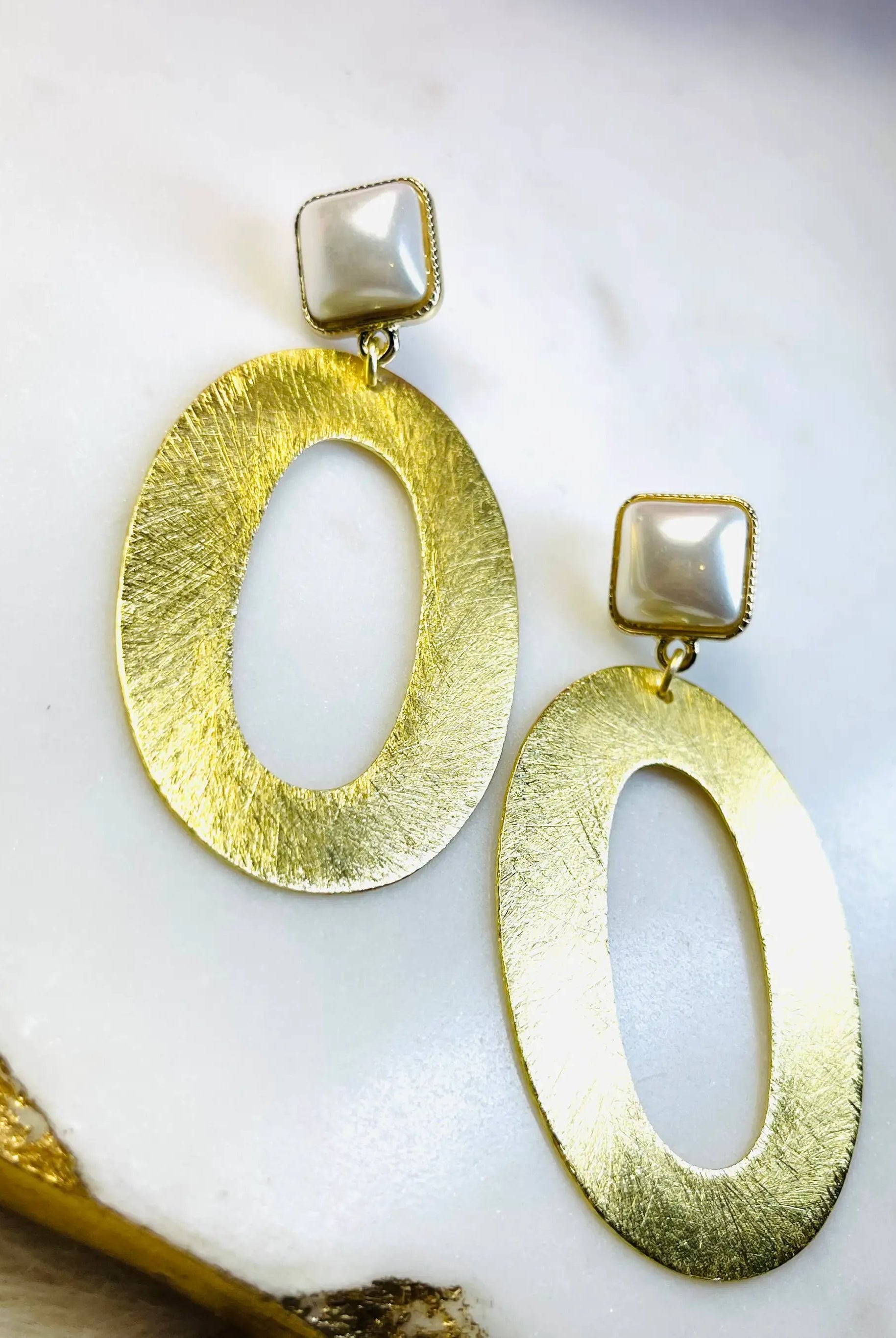 ShannAgains Jewels Pearl and Oval Hoop Earrings - Earrings