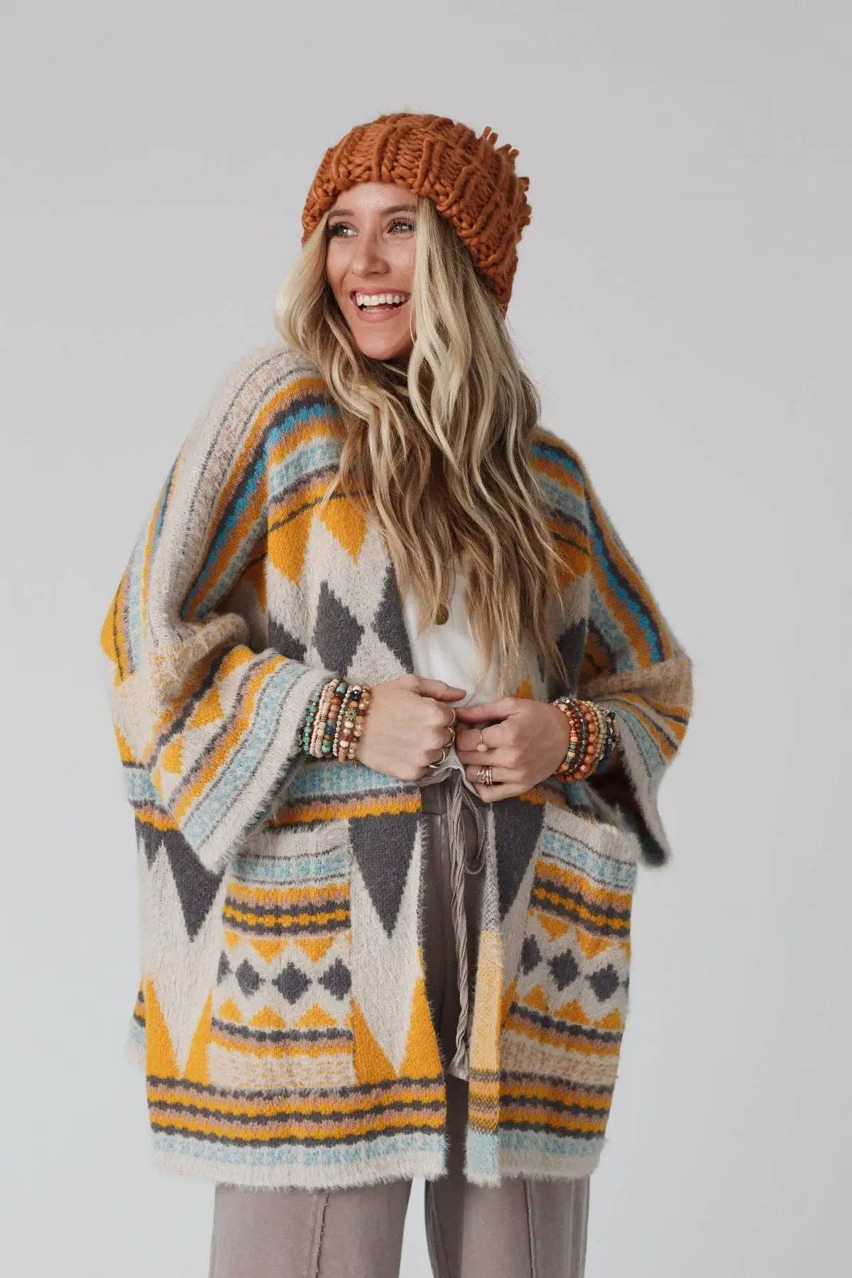 Three Bird Nest Three Bird Nest - Keep It Up Mustard Oversized Cardigan - Cardigans