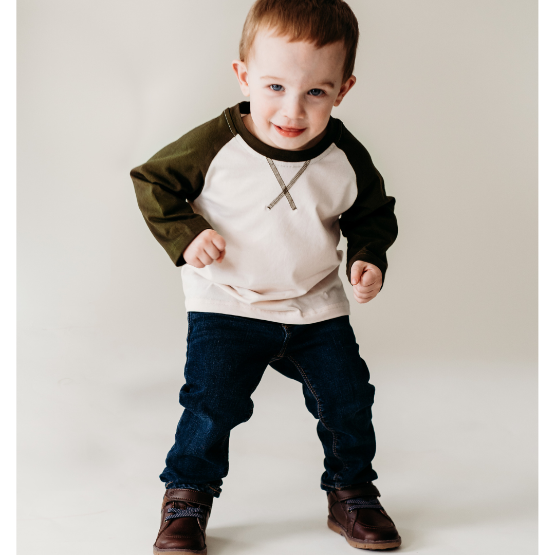 HAHA MAMA Clothing Raglan Baseball Tee Green - T-Shirts