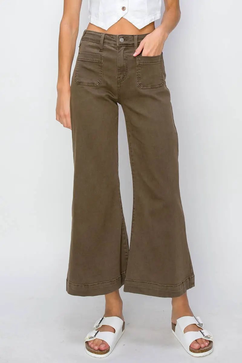 ARTEMIS VINTAGE Artemis Vintage High Rise Stretch Crop Palazzo Jeans - Jeans