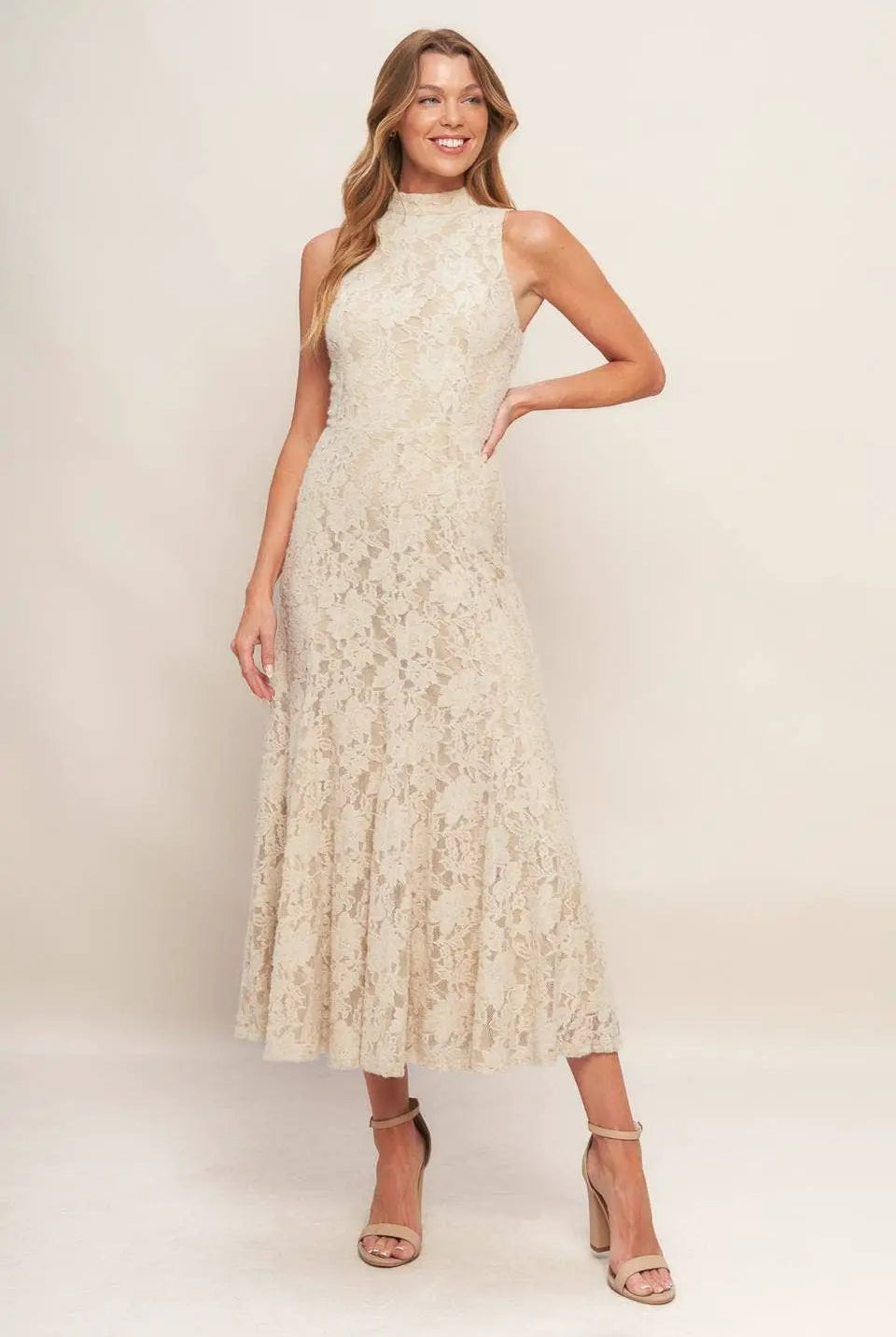 FLYING TOMATO The Soft Grace Lace Midi Dress - Dresses