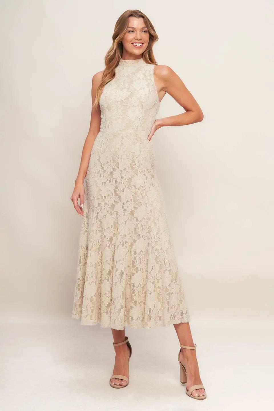 FLYING TOMATO The Soft Grace Lace Midi Dress - Dresses