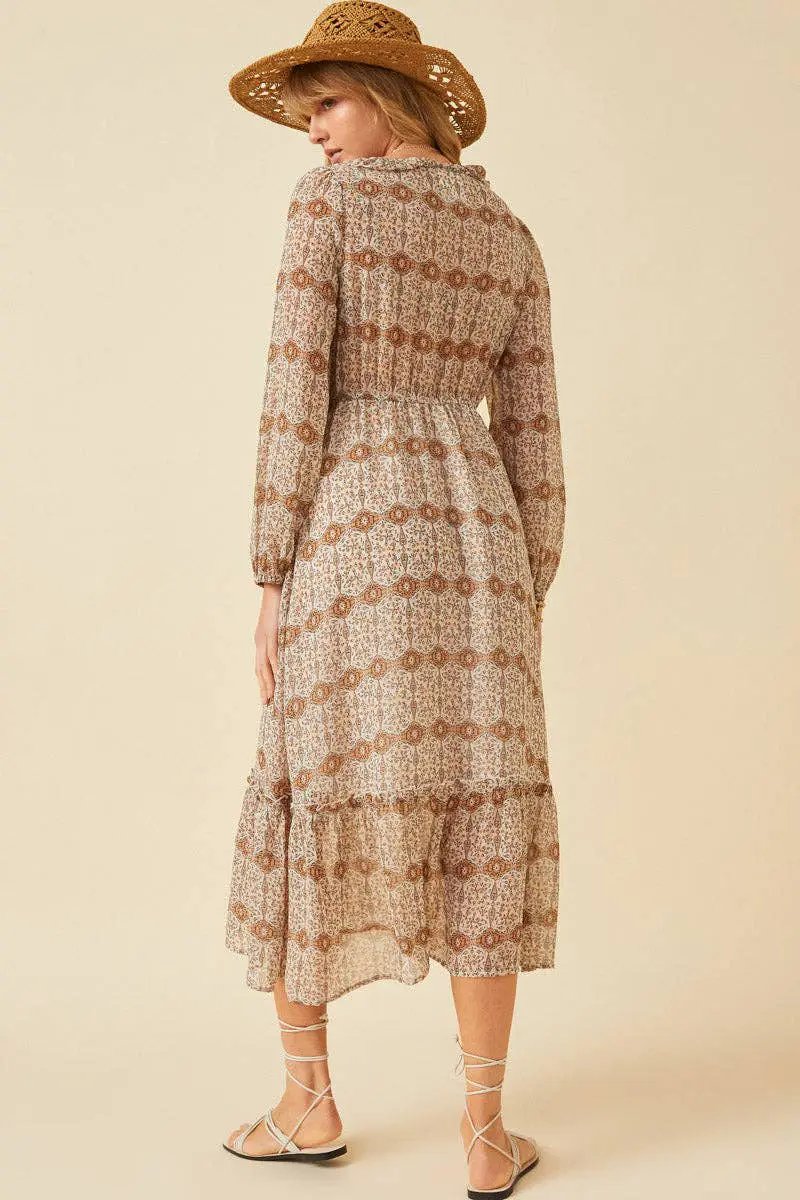 Hayden LA Hayden LA - Womens Printed Long Sleeve Ruffled Surplice Dress - Dresses
