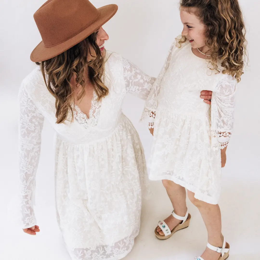 HAHA MAMA Clothing Ivory Lace Mommy & Me Dress - Mini - Baby & Children's Dresses