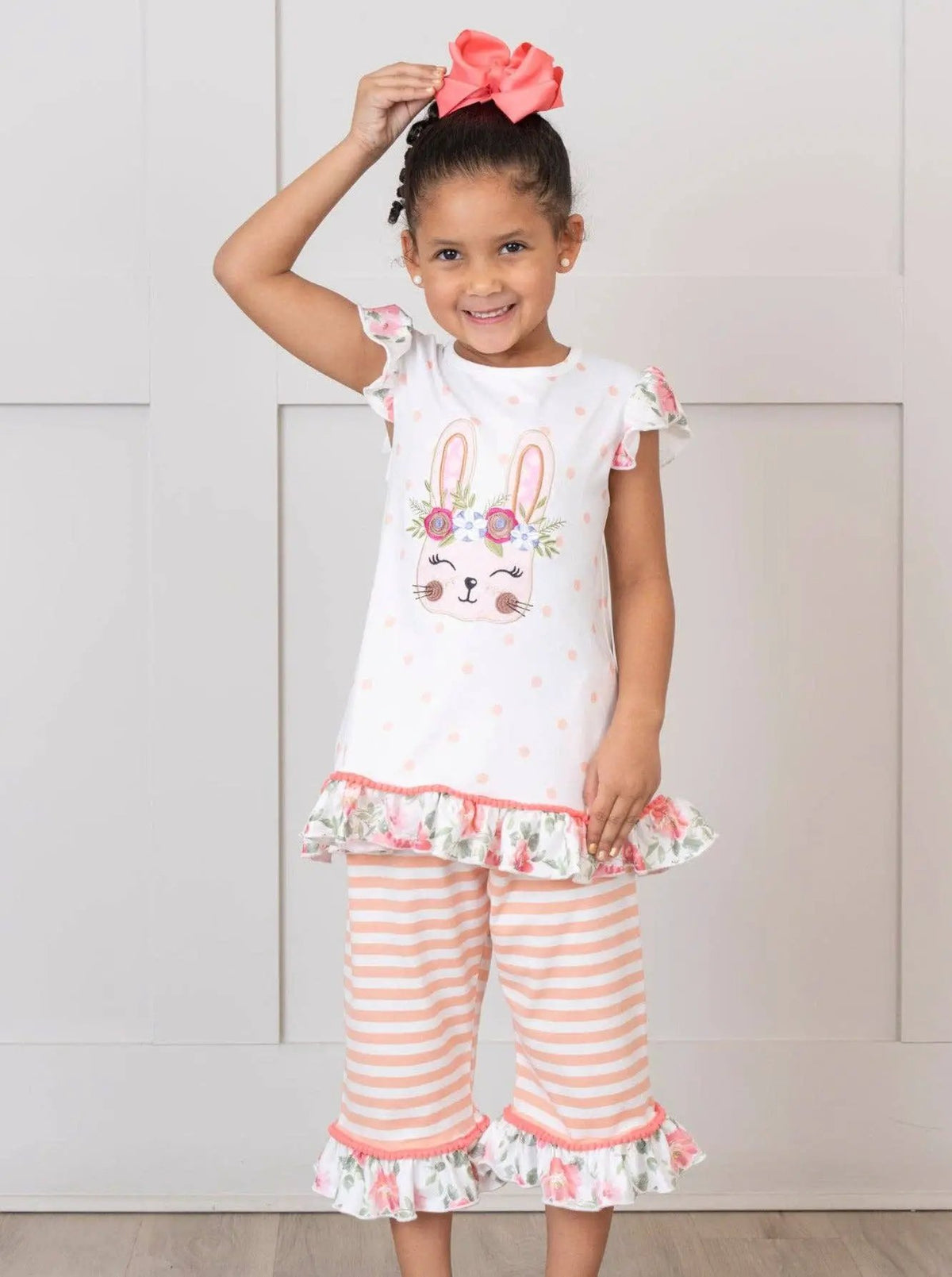 Marie Nicole Clothing The Bunny Kisses Ruffle Pants Set - Baby & Toddler Outfits