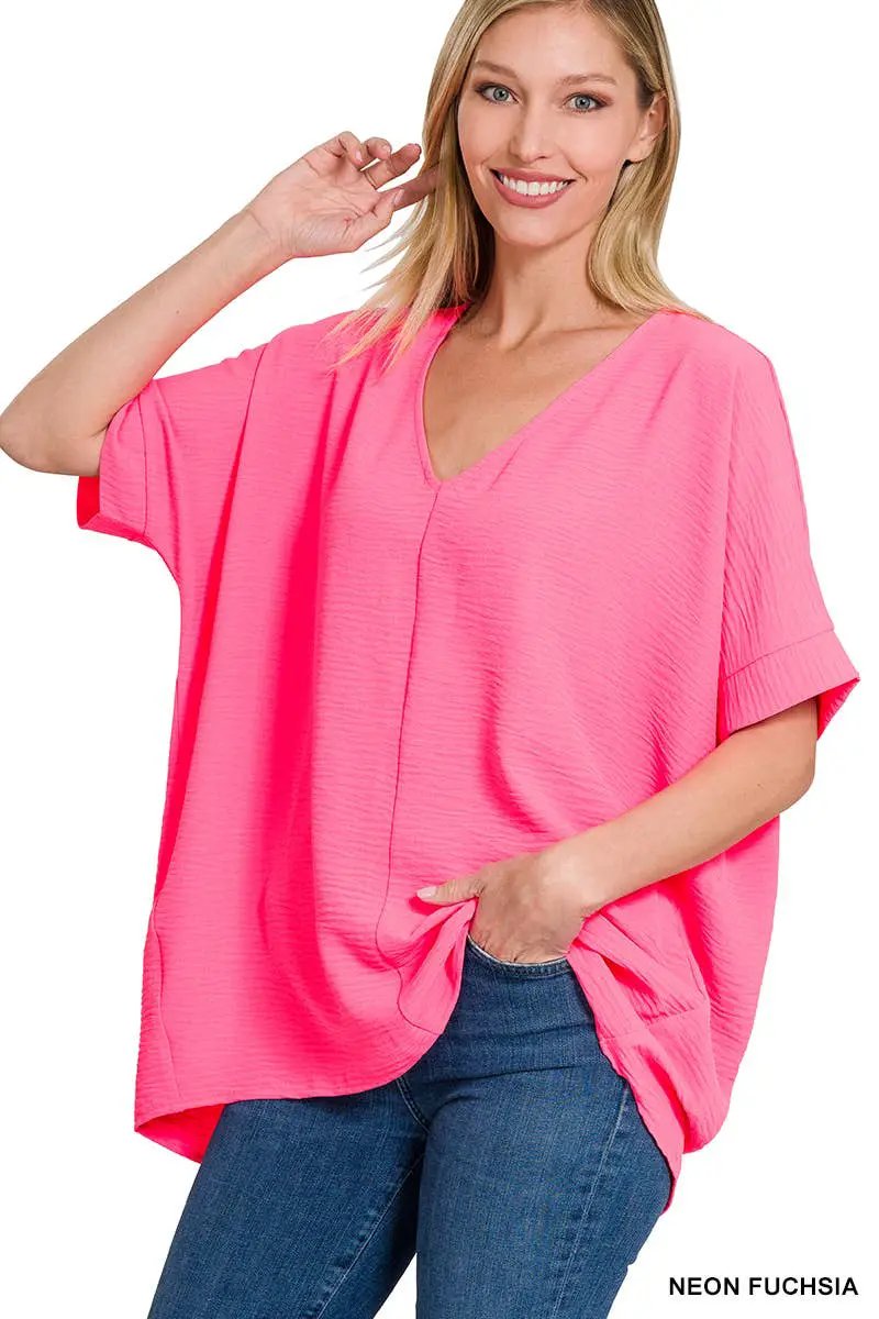 Zenana Zenana Airflow Dolman Short Sleeve Top - Clothing Tops airflow dolman sleeve short sleeve top
