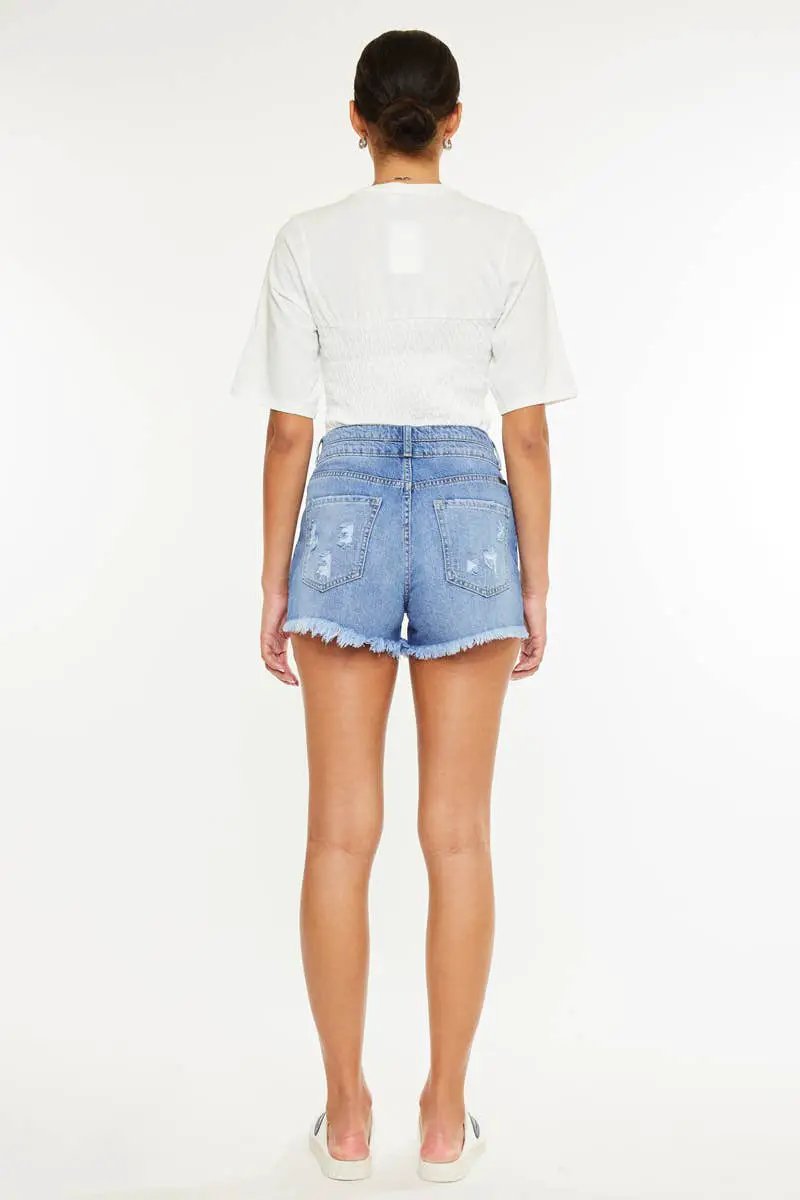 Kan Can USA KanCan OPEN PACK HIGH RISE MOM DENIM SHORTS - Shorts