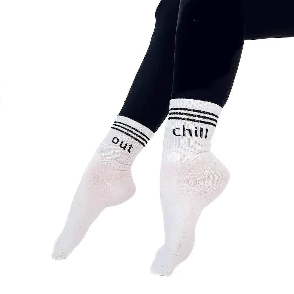 Pretty Simple Pretty Simple - Word Up Stripe Socks: Chill Out - Crew Socks