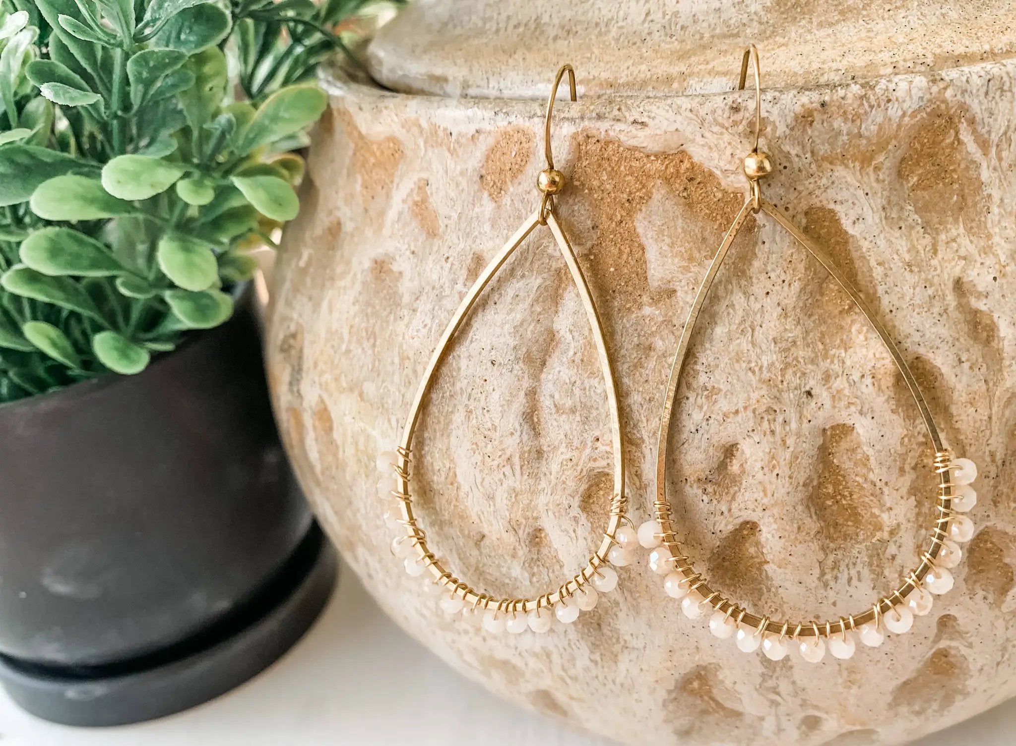 Adri’s The Wrapped Seed Bead Tear Drop Earrings - Earrings