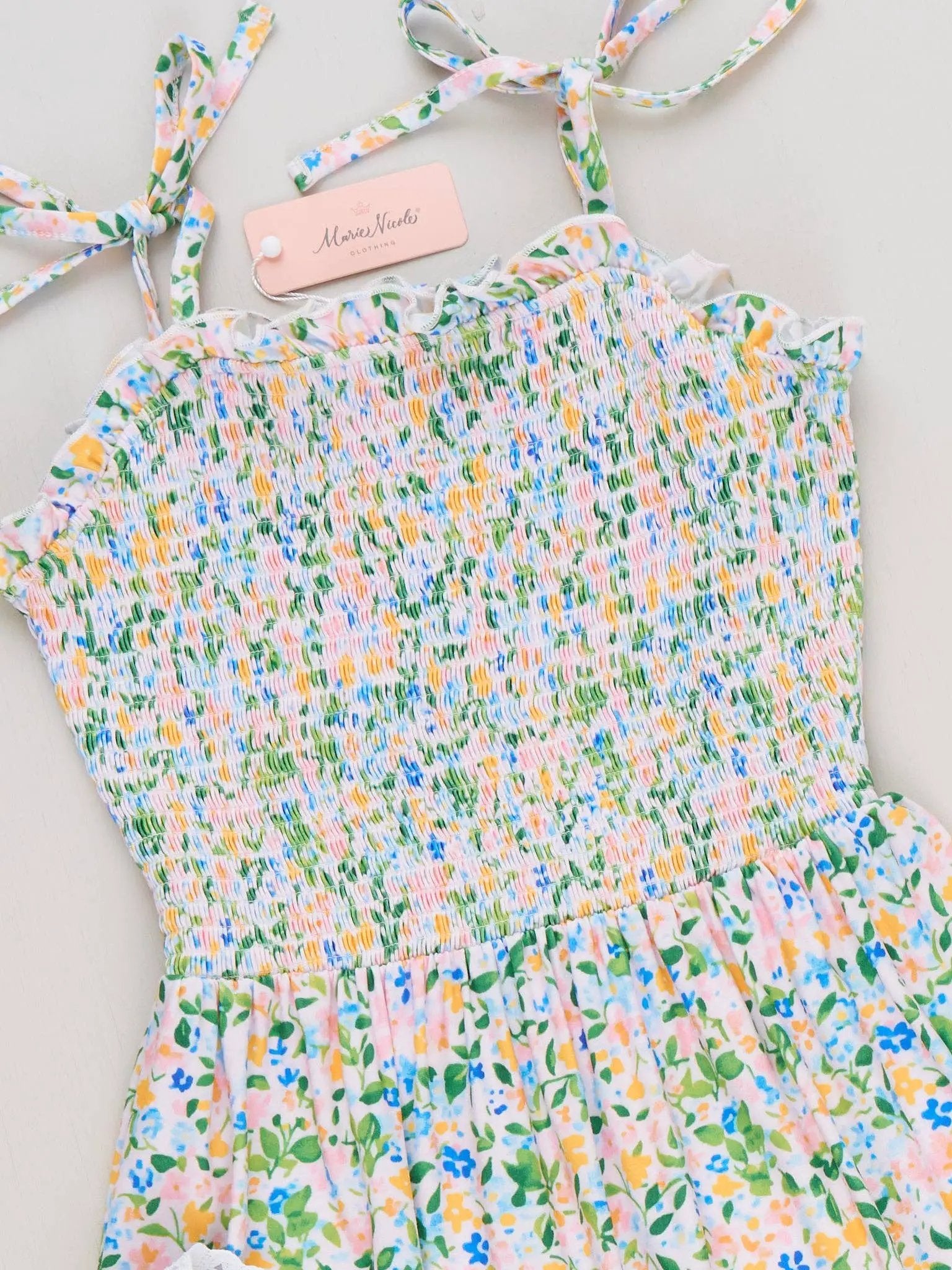 Marie Nicole Clothing Marie Nicole Clothing - Mom & Me Flowerfield Twirl Smocked Ruffle Dress - MOMMY - Dresses