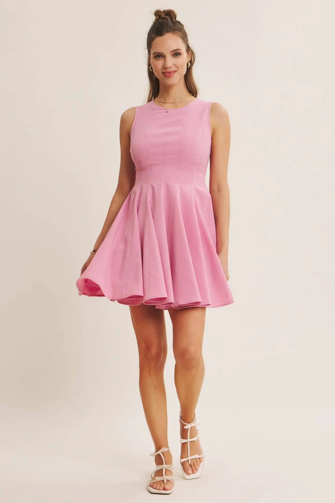in february The Celebration Ready Fit And Flare Mini Dress: Orchid Pink - Dresses
