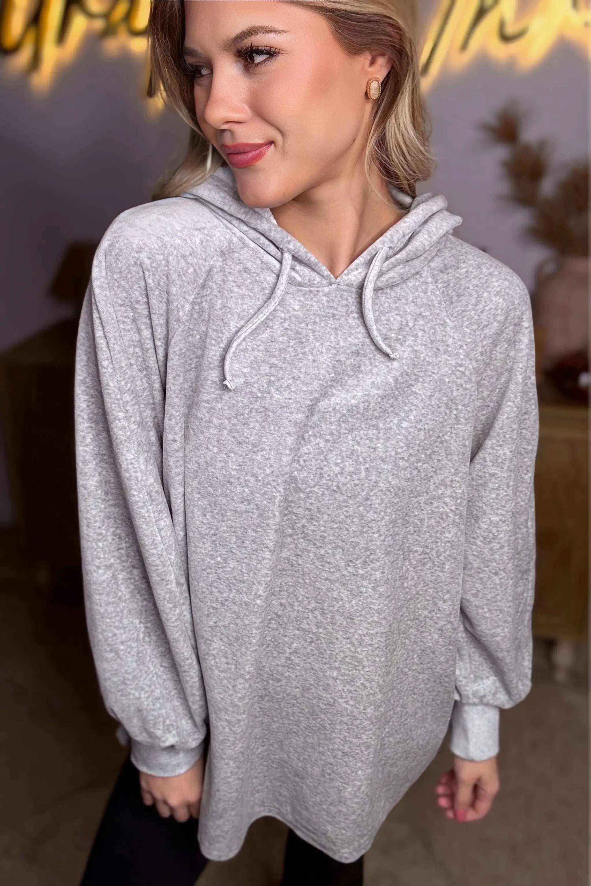 Cherish Velvet Cloud Cozy Hoodie – Light Gray - Hoodies