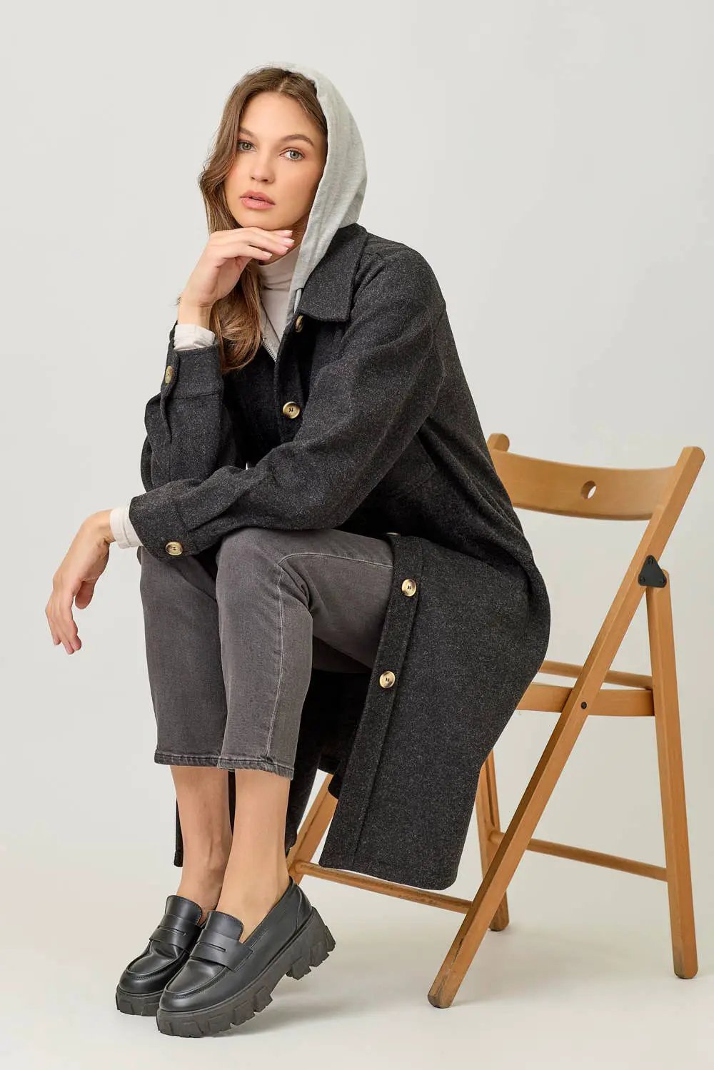 Mystree Mystree - Signature Layers Twofer Hoodie Coat - Coats & Jackets