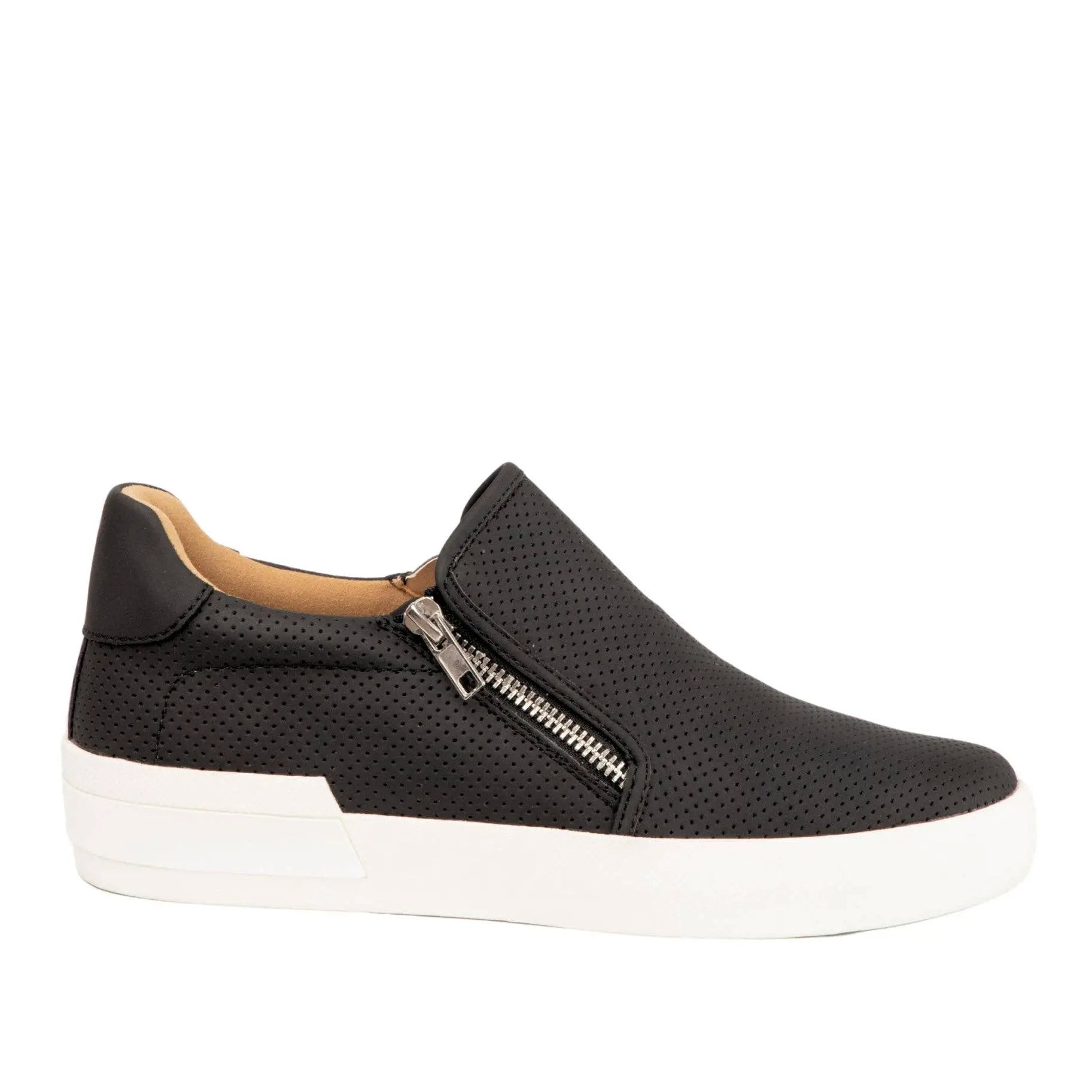 Maker's Shoes Maker's Shoes - Zion 2 Perforated Comfort Slip-On Sneaker with Double Zipper: Black - Shoes