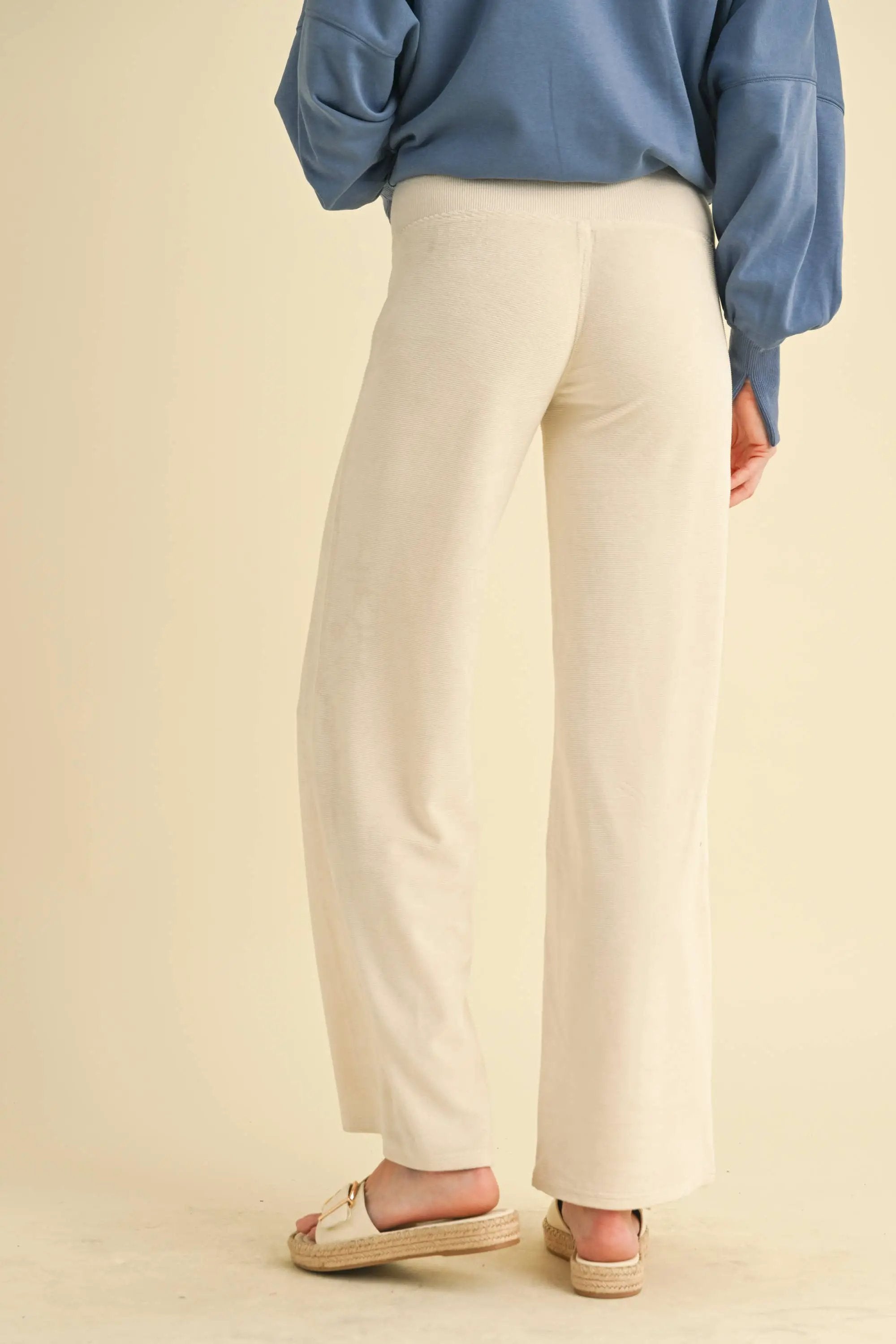 AEMI + CO AEMI + CO - Gini High Waist Lounge Pants in Coconut Milk - Joggers Gini High Waist Lounge Pants
