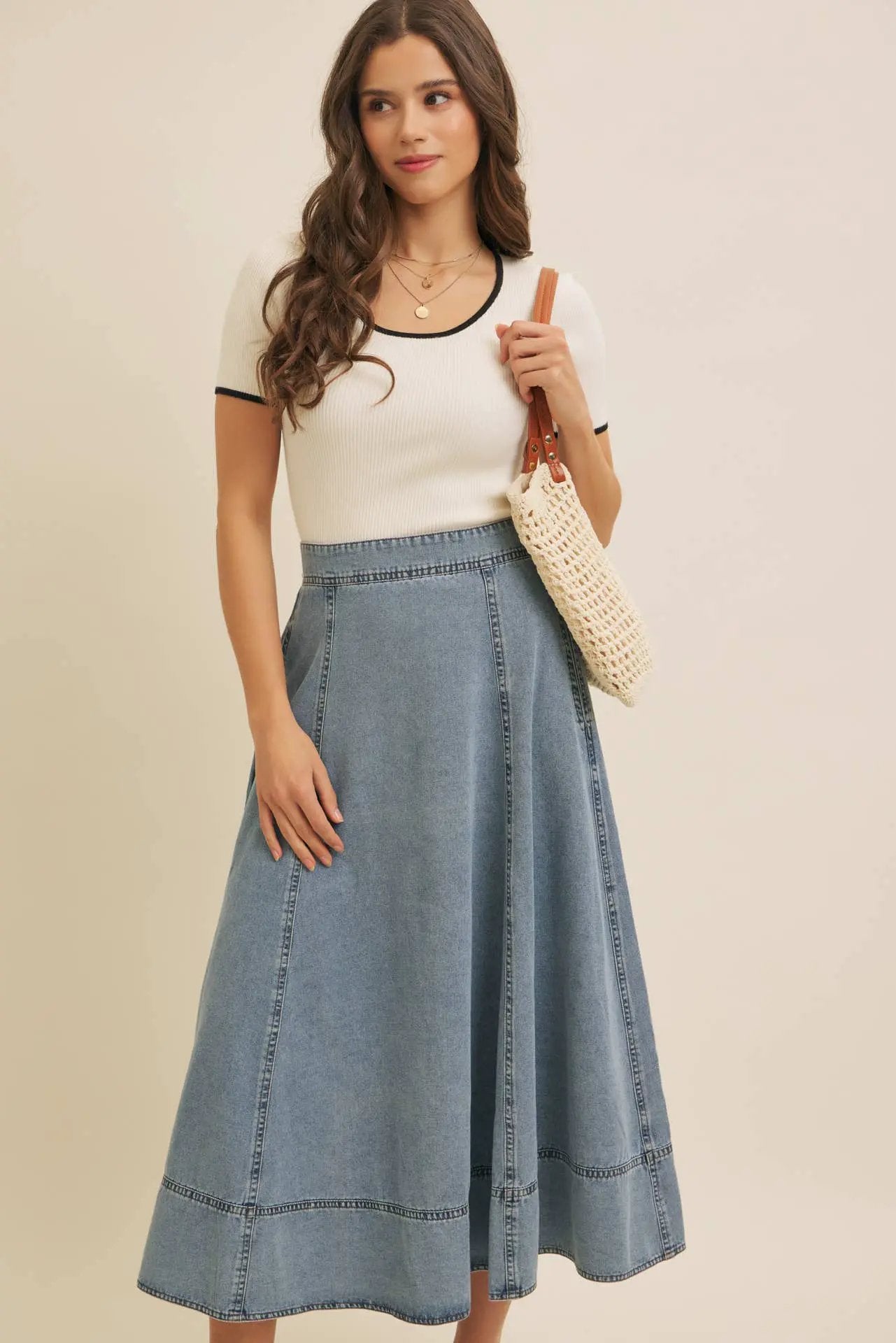 in february The Classic Charm Contrast Rib Sweater Top: Cream - Clothing Tops