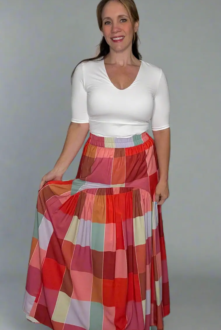 Grateful Threads Boutique Plaid High Waist Maxi Skirt - Skirts
