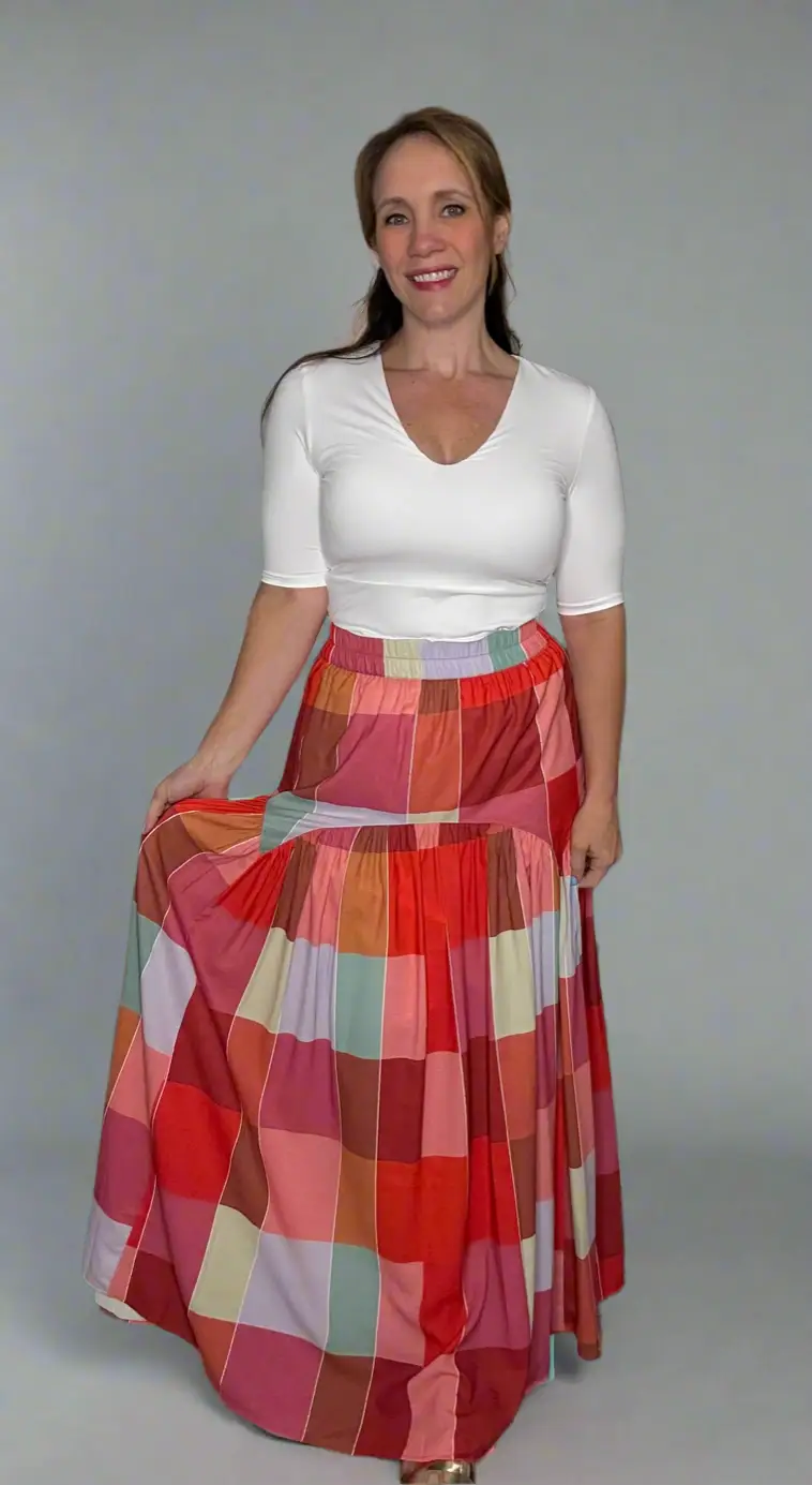 Grateful Threads Boutique Plaid High Waist Maxi Skirt - Skirts