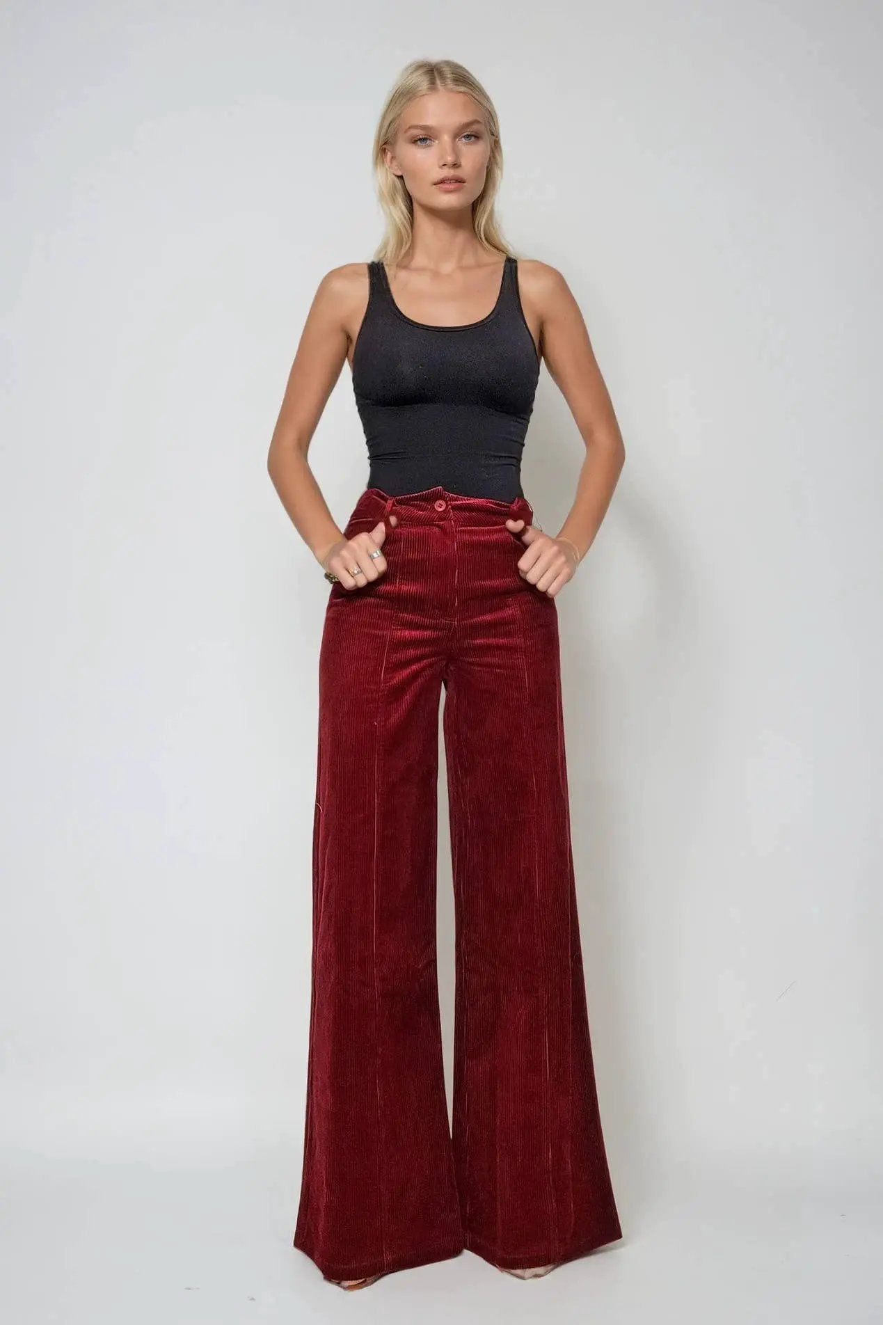 WISTERIA LANE Wisteria Lane - Velvet Vine Corduroy Wide-Leg Pants - Pants