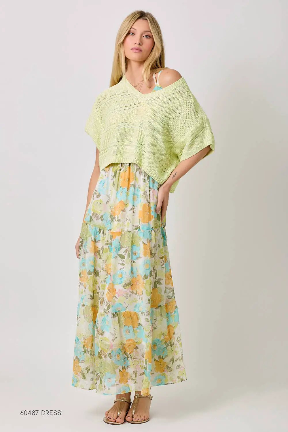 Mystree Mystree - Pistachio Melange Relaxed Sweater - Sweaters