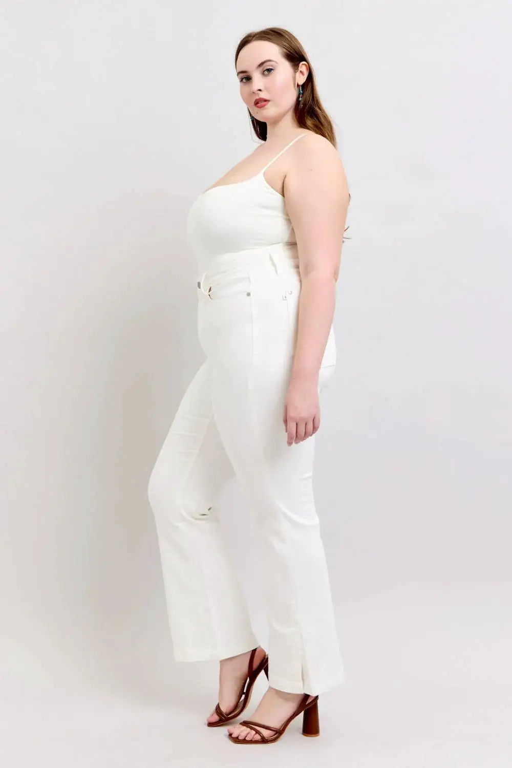 Judy Blue Judy Blue High Waist Slit Bottom Boot Cut REG & CURVY Jeans - Jeans Judy Blue White Denim