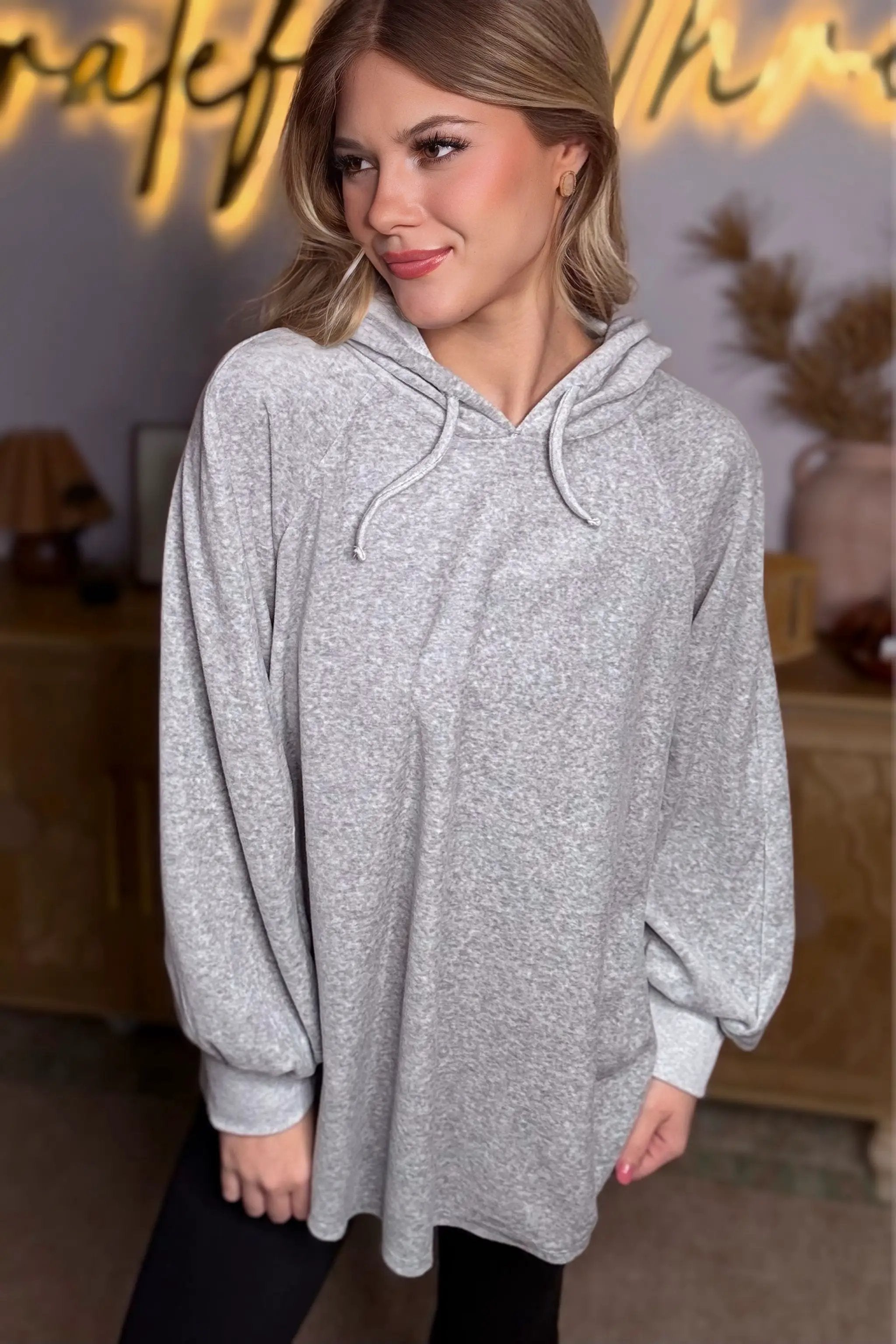 Cherish Velvet Cloud Cozy Hoodie – Light Gray - Hoodies