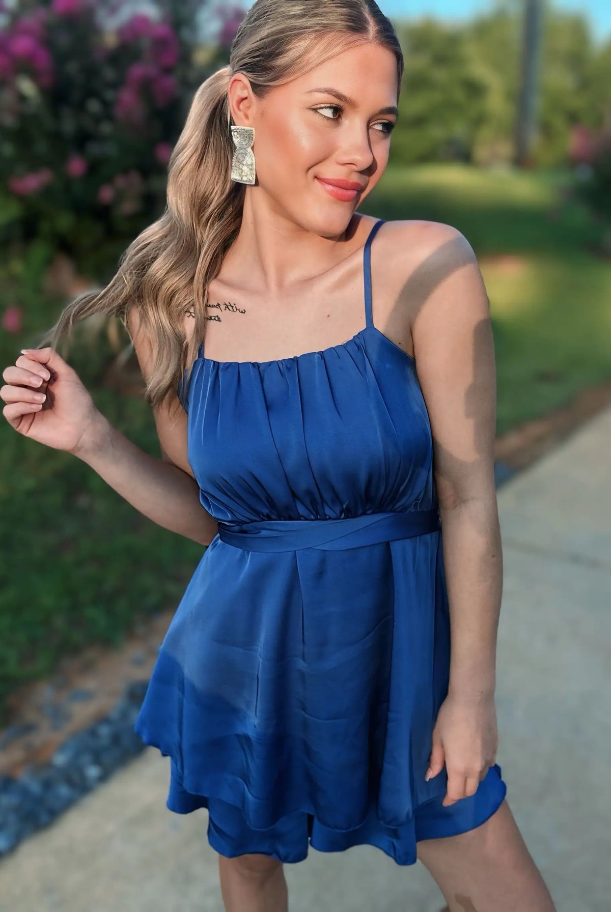 Supreme Fashion Draped in Dreams Romper - One-Pieces Draped in Dreams Romper - Blue