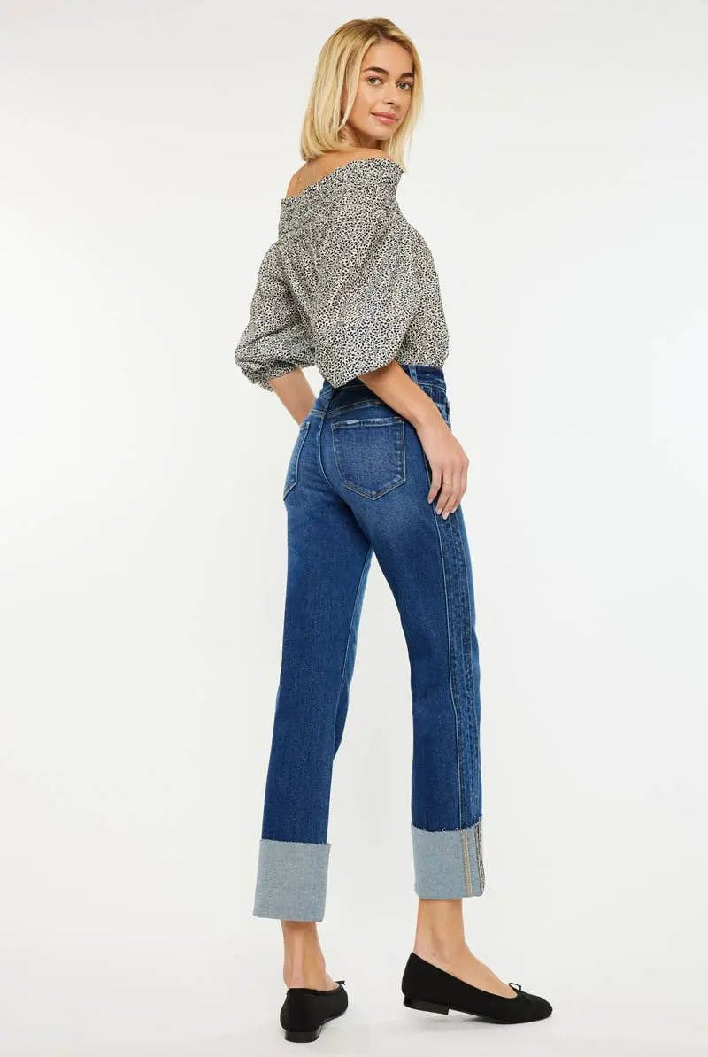 Kan Can USA KanCan Mid Rise Crop Straight Jeans - Jeans