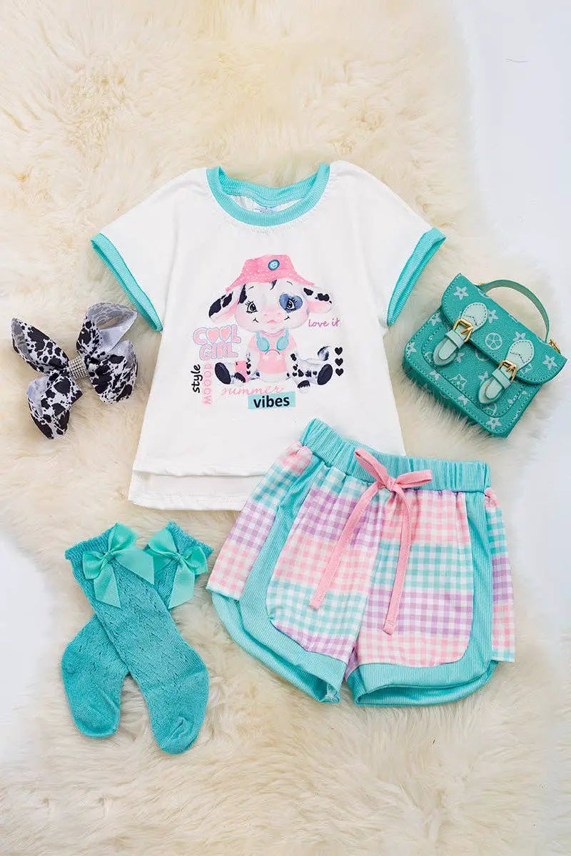 Kids Charm Online The “Cool Girl” Gingham Short Set - Outfit Sets