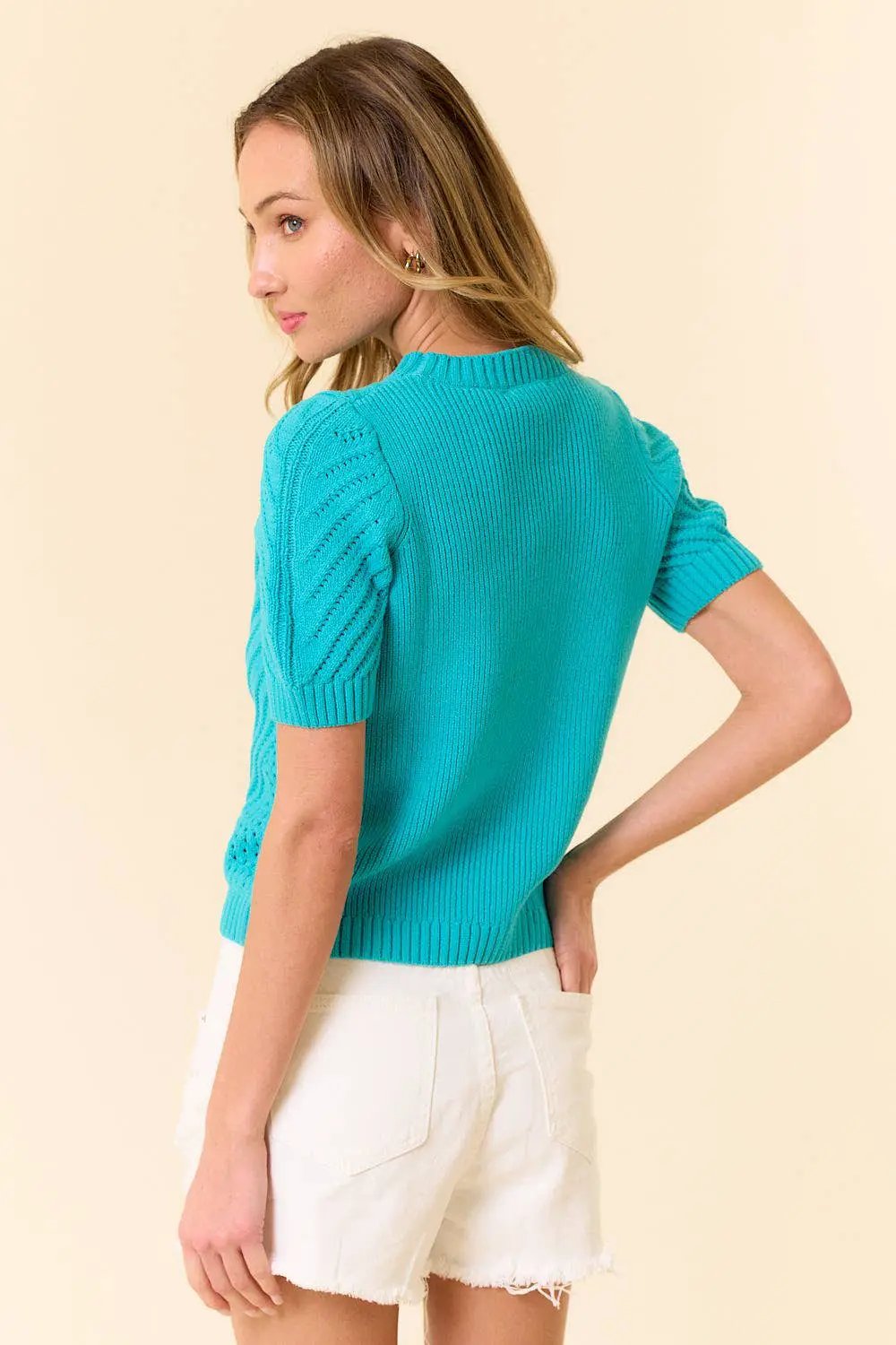 lovely melody The Gigi Knit Lightweight Sweater Top – Aqua Bliss - Clothing Tops