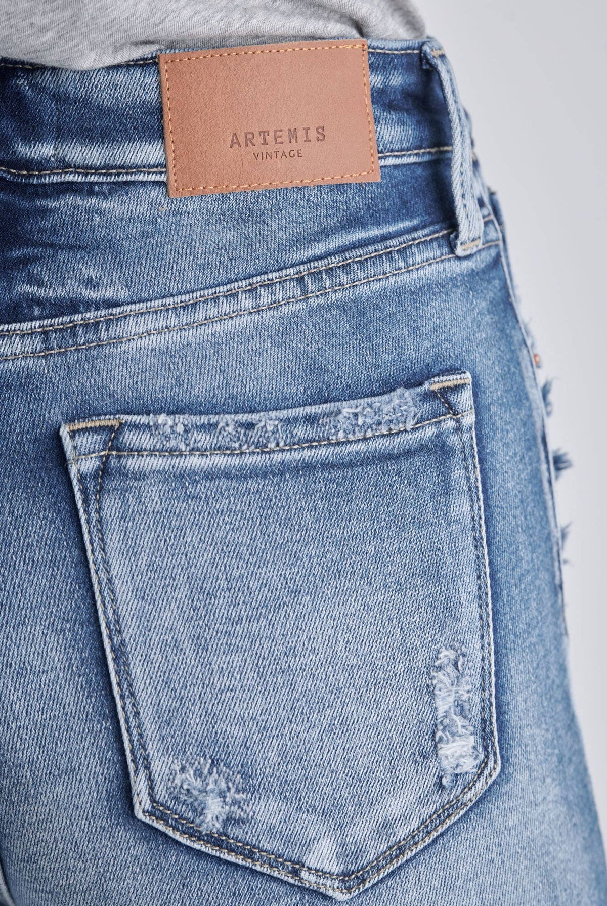 ARTEMIS VINTAGE Artemis Vintage “Everyday Edge” High Rise Distressed Crop Straight Jeans - Jeans