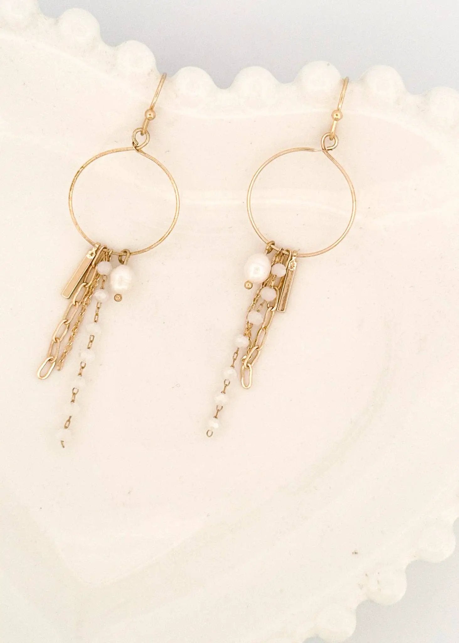 Nette Road Wholesale Mountain Charm Earrings: Cream - Earrings