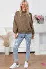 Suhkasana Mocha Brown Mineral Washed Mock Neck Crewneck Sweatshirt - Sweatshirts