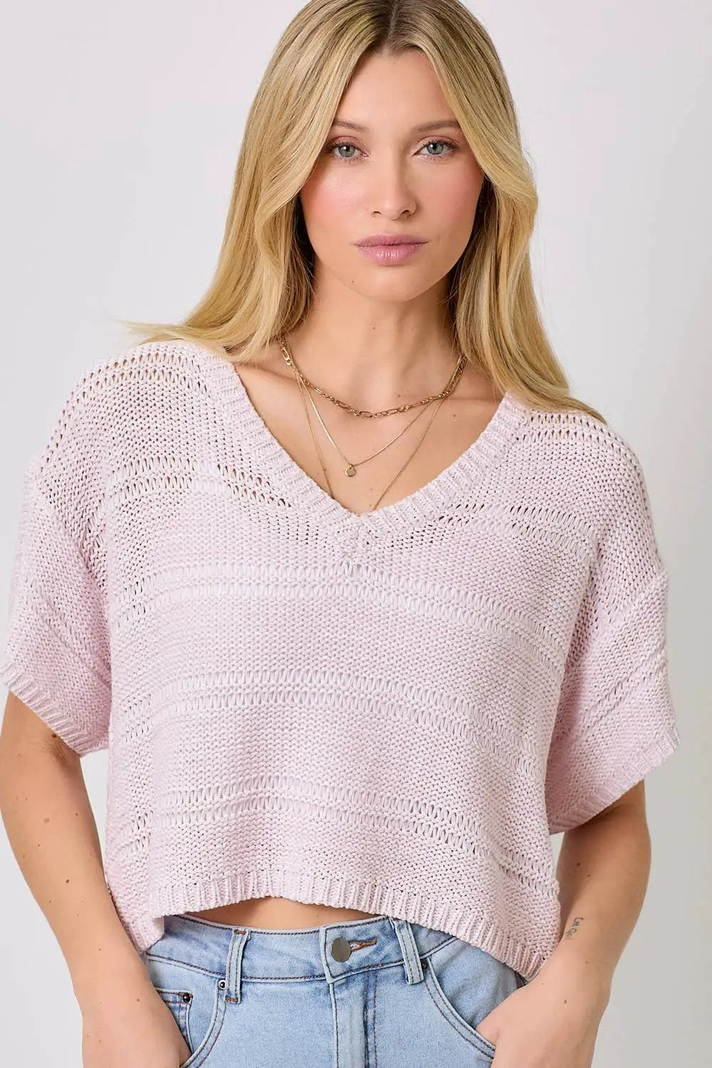 Mystree Mystree - Pistachio Melange Relaxed Sweater - Sweaters