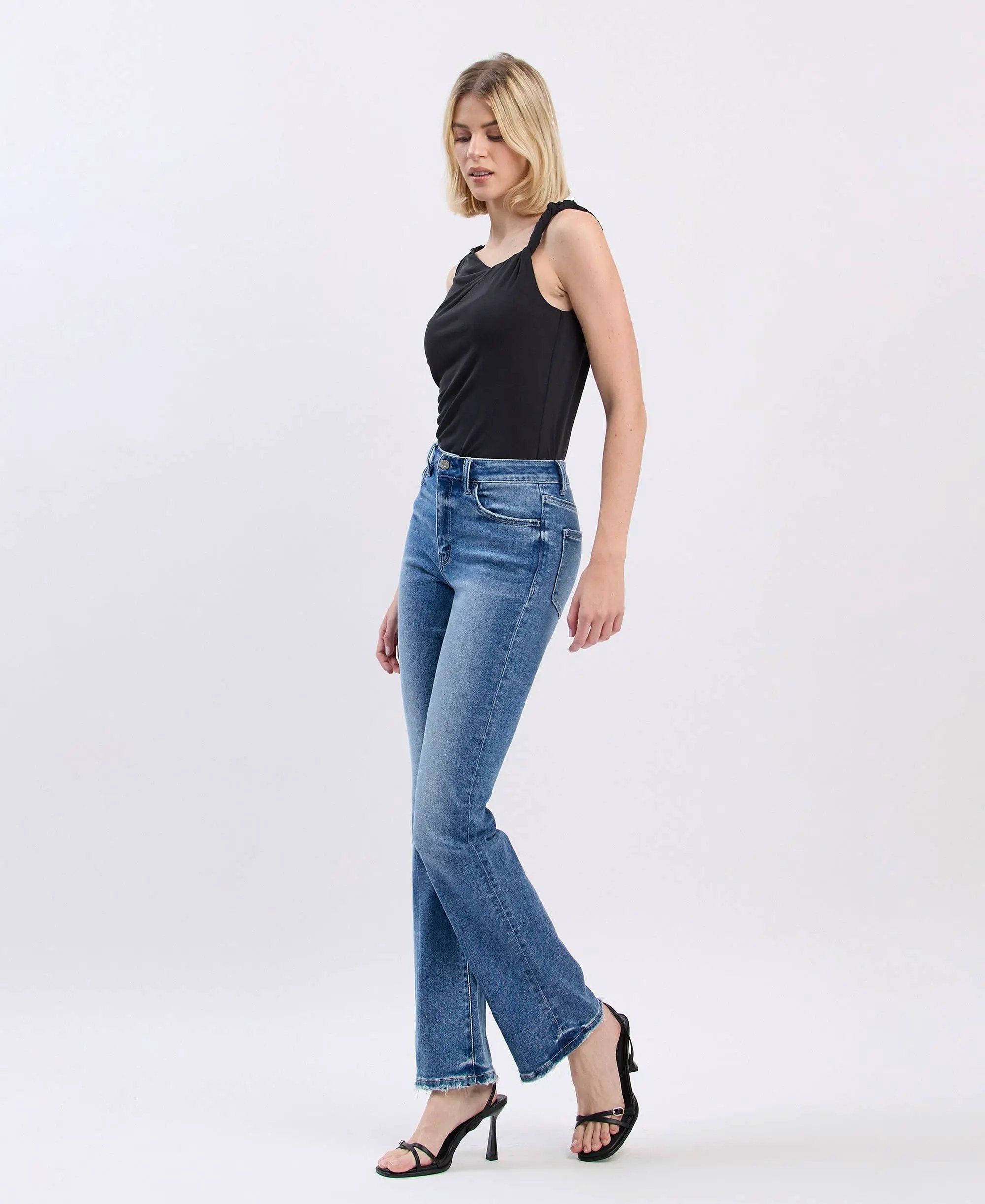 VERVET by FLYING MONKEY Vervet High Rise Full Length Bootcut Denim Jeans - Jeans