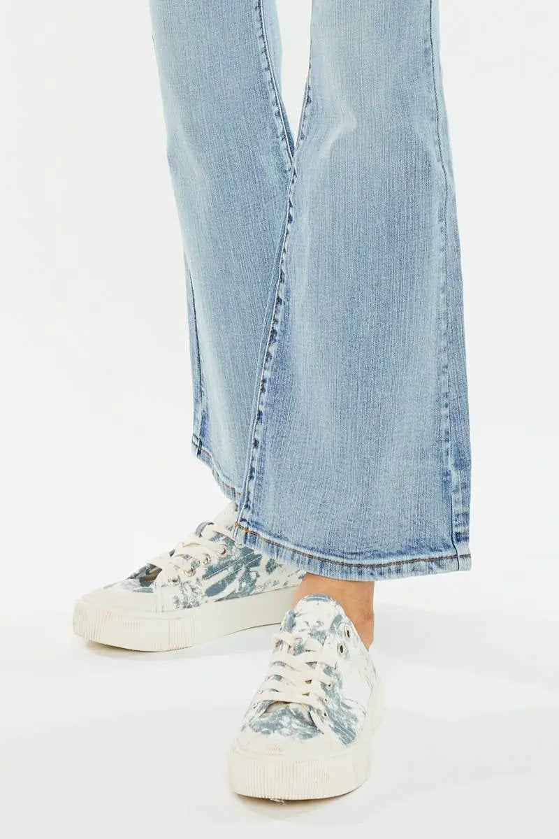 Nature Denim The Retro High Rise Flare Jeans: Light Wash - Jeans