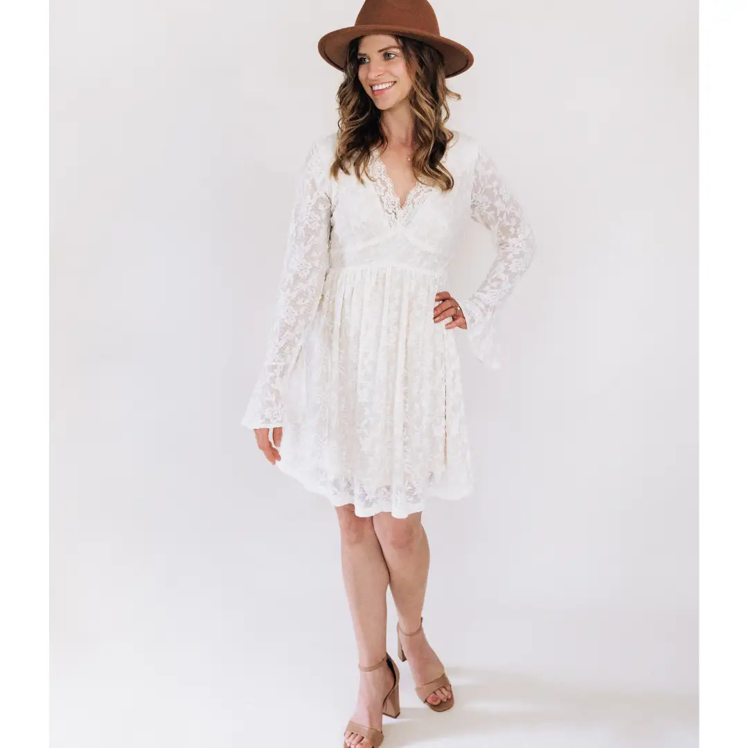 HAHA MAMA Clothing Ivory Lace Mommy & Me Dress - Mommy - Dresses